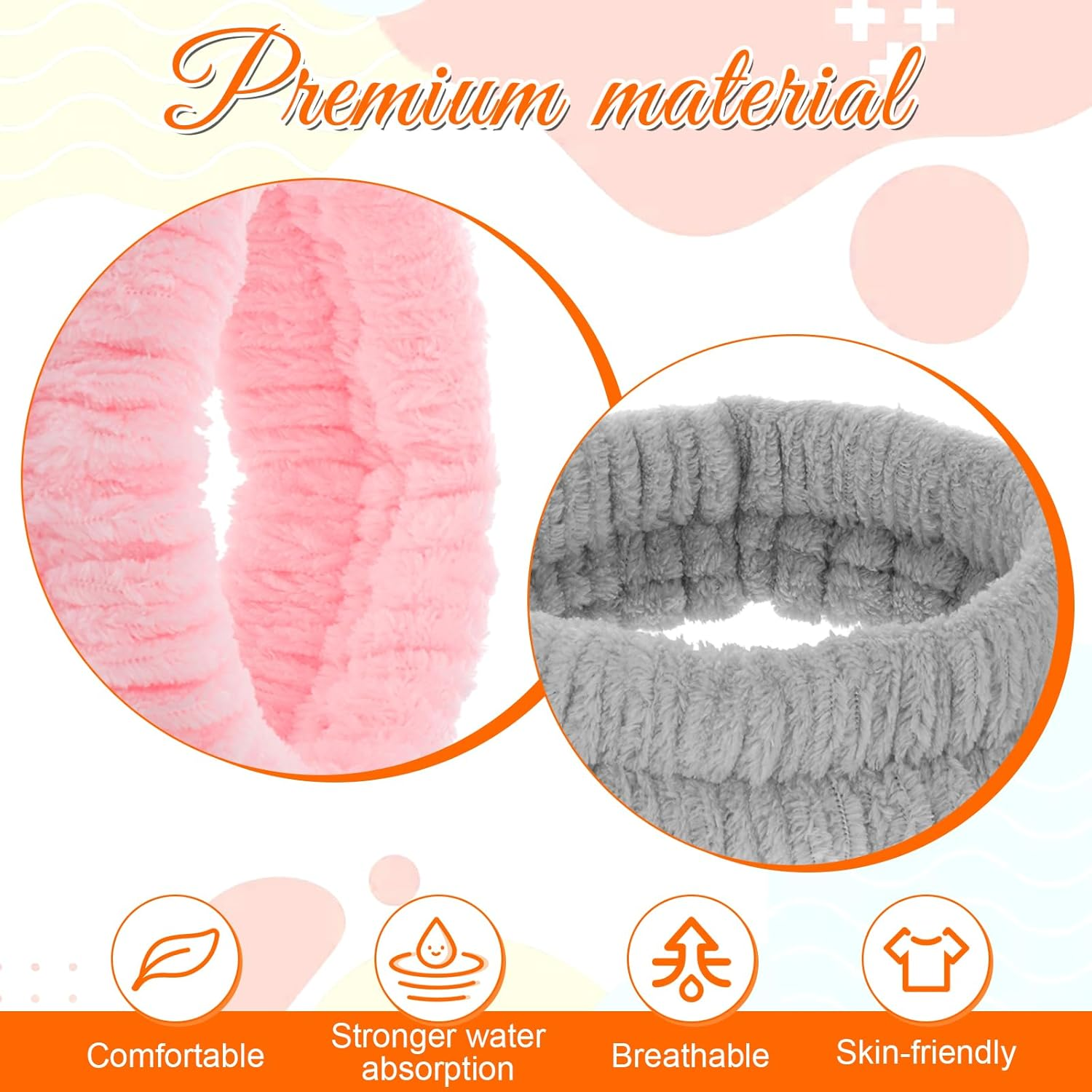 GEEHUA 2Pcs Spa Headbands, Head Bands Mens Hair Band Makeup Headband for Washing Face Absorbent Elastic Skin Care Headband Wrap for Women Yoga Sports Shower Exercise image number 3