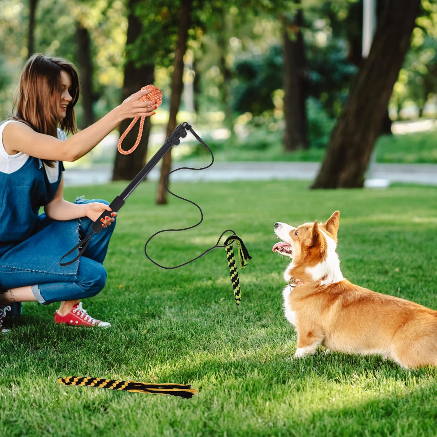 DEARBAG Dog Stimulator Toy, Dog Toy Extendable, Telescopic Rod with Dog Rope Toy, Interactive Dog Toy for Large Dogs, Medium Dogs and Small Dogs image number 6