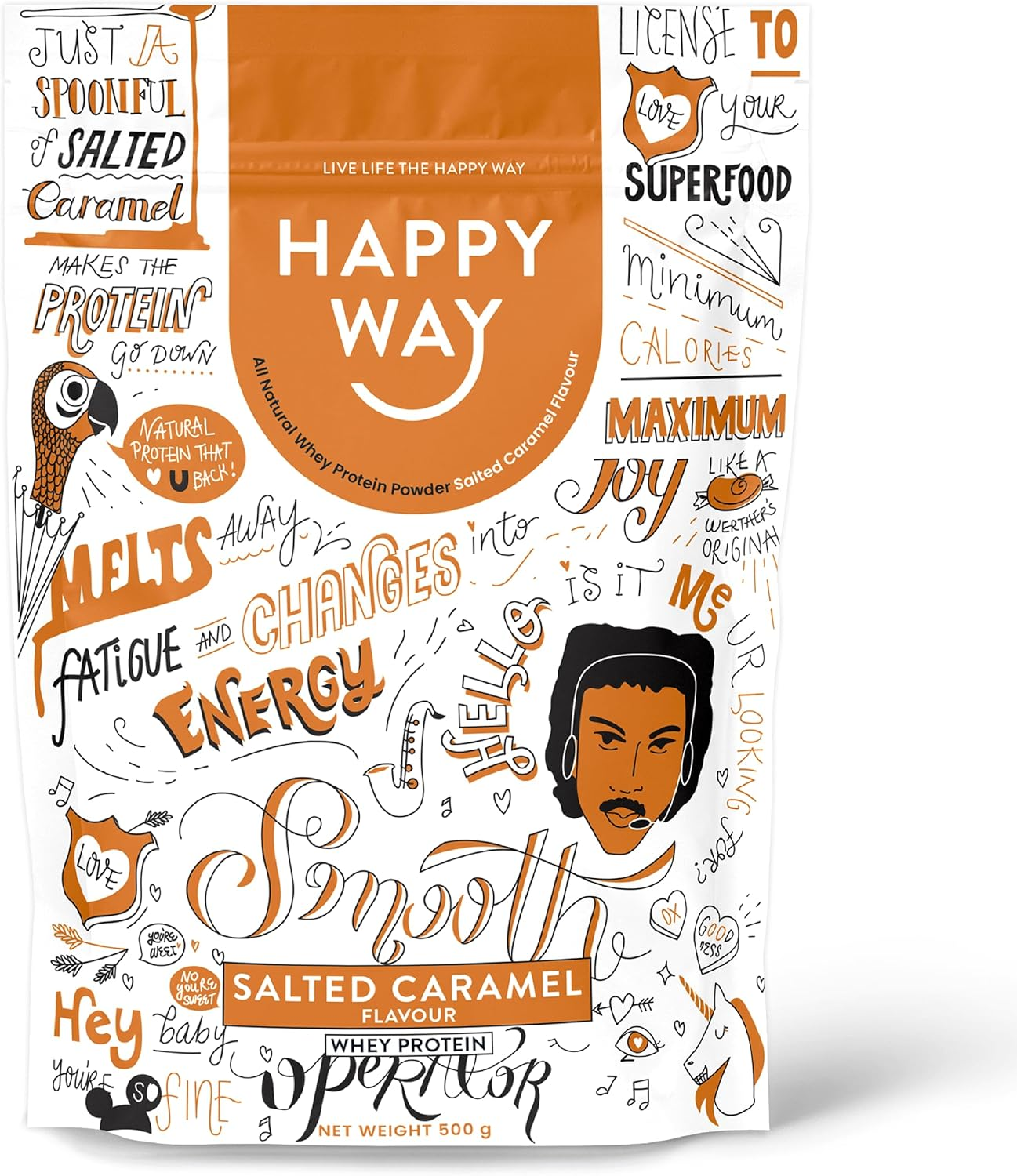 HAPPY WAY Salted Caramel Whey Protein Powder - 500G | Creamy Caramel with Hint a of Salt | Supports Toning & Muscle Recovery | Ideal for Shakes, Smoothies & Healthy Recipes image number 1