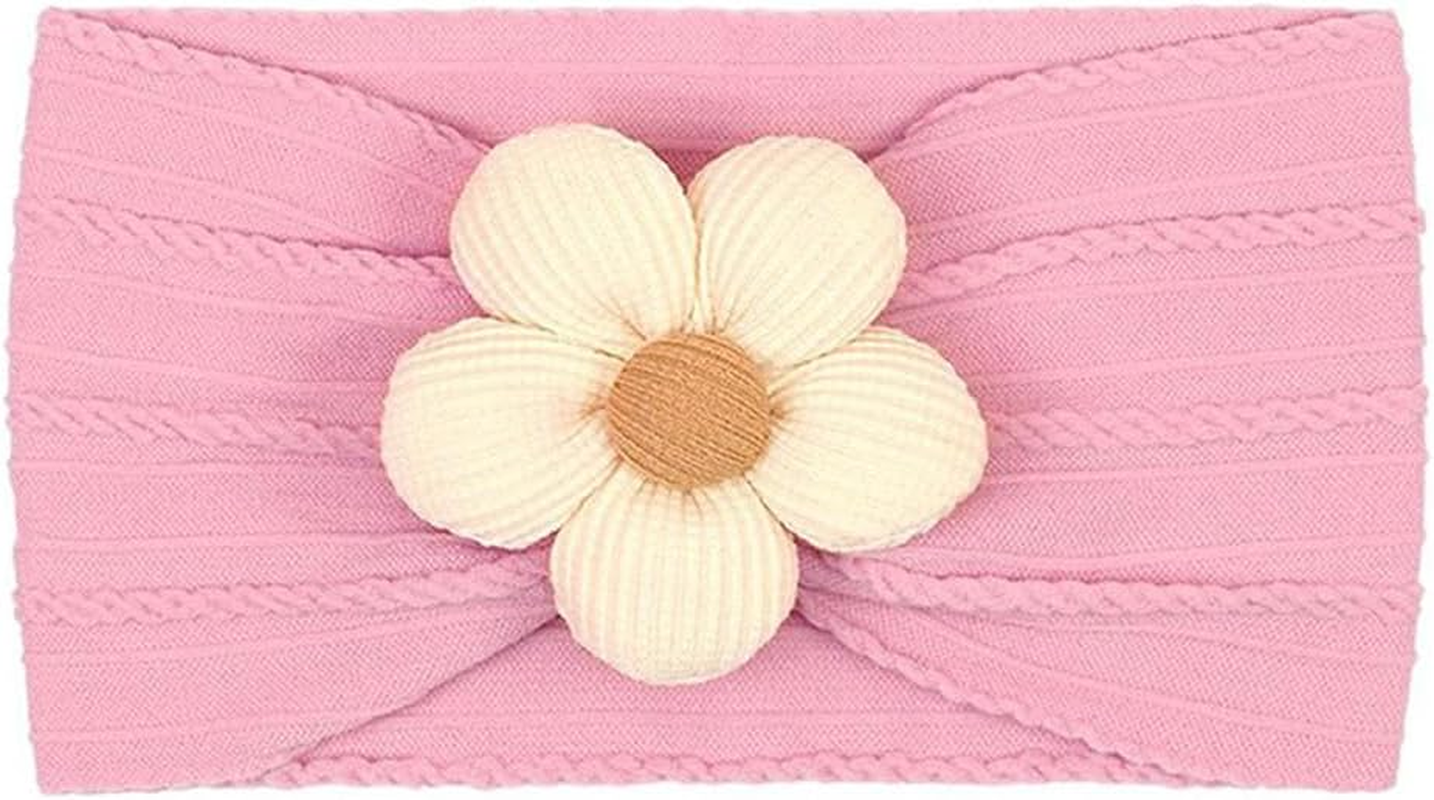 4 Pcs Baby Girls Flower Headbands, Nylon Soft Stretchy Hair Accessories for Newborn Infant Toddler Kids, Handmade Hairbands Baby Essentials image number 1