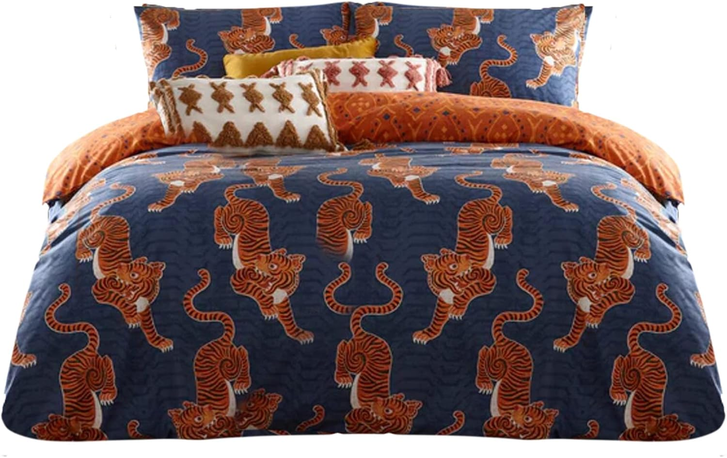 Furn. Tibetan Tiger Duvet Cover Set - Super King - Mustard image number 3