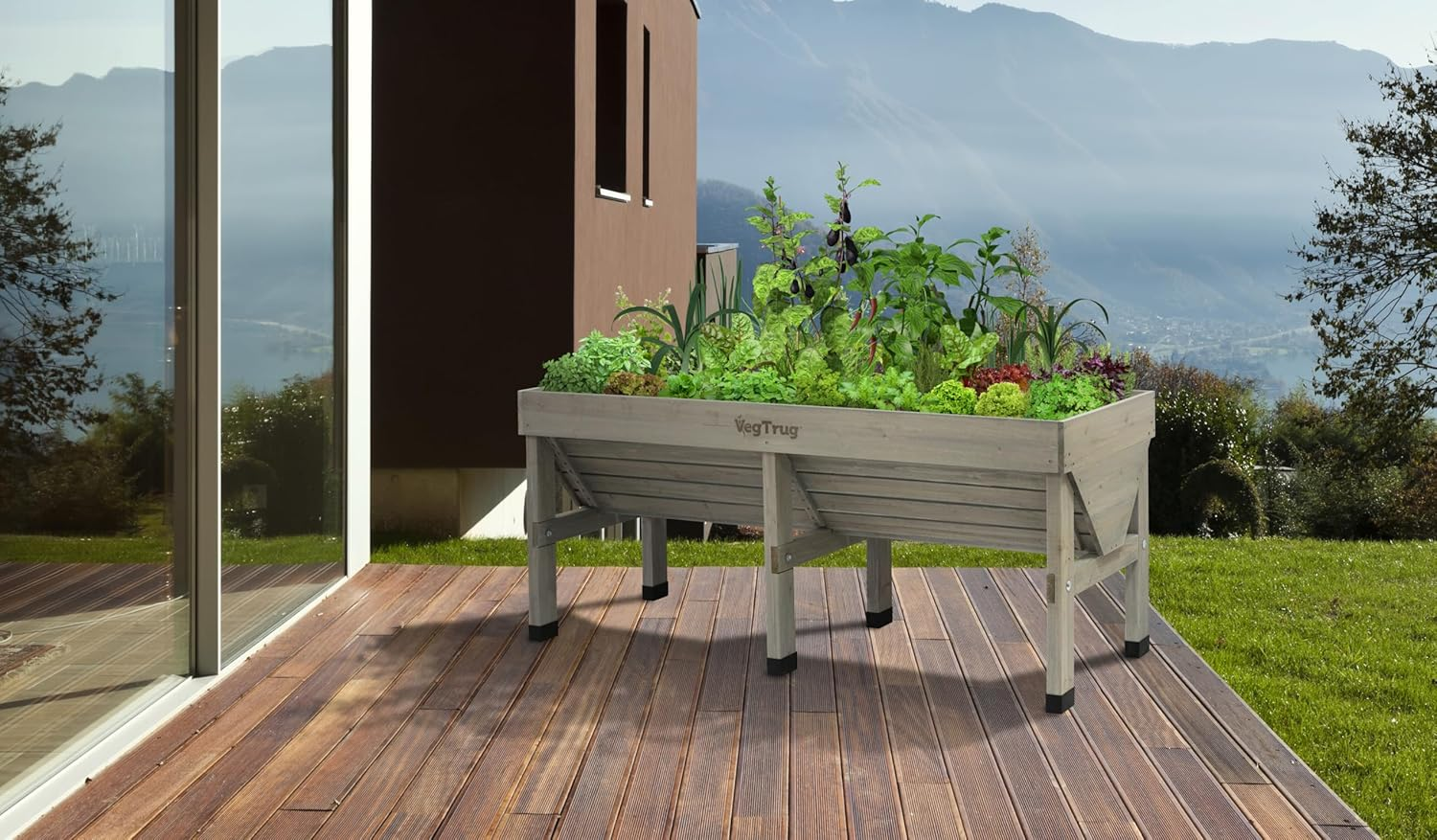 Vegtrug Wallhugger Raised Bed Wooden Planter, Grey Wash, Medium, 1.8 Metre image number 6