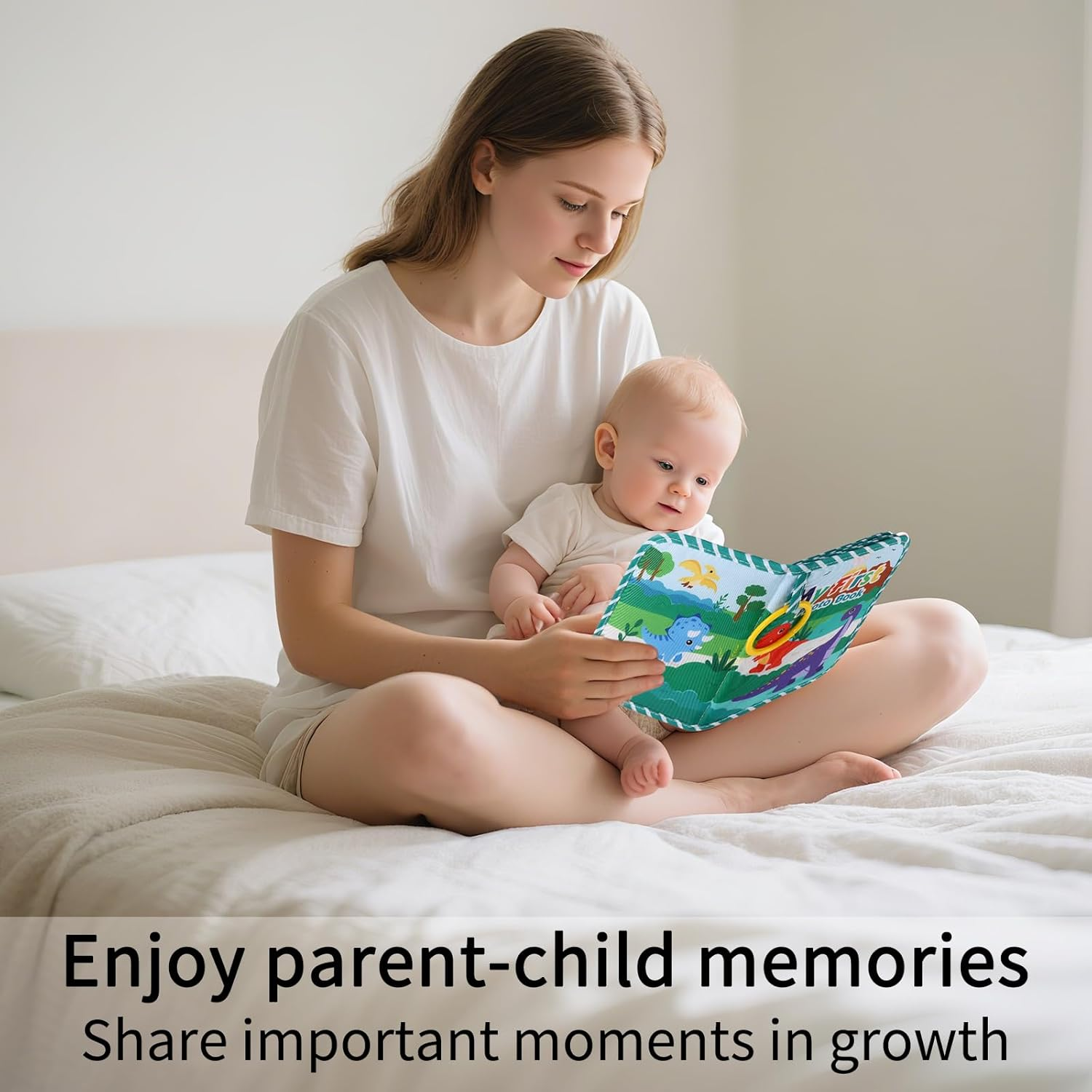 Baby Photo Albums, Soft Cloth My First Photo Book for Newborns Toddlers Holds 4X6" Pictures Dinosaur Style Family Memory Book with Mirror & Hook for Baby Shower image number 6