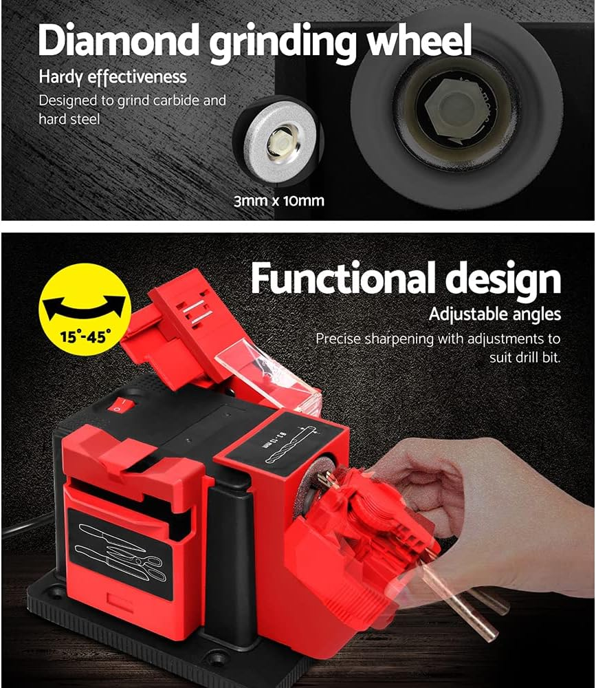 Giantz Tool Sharpener, 96W Electric Multi Tools Function Sharpeners Drill Bit Knife Scissors Chisel Sharpening Machine Equipment, Diamond Grinding Wheel Bench Mountable 20 X 18 X 16Cm