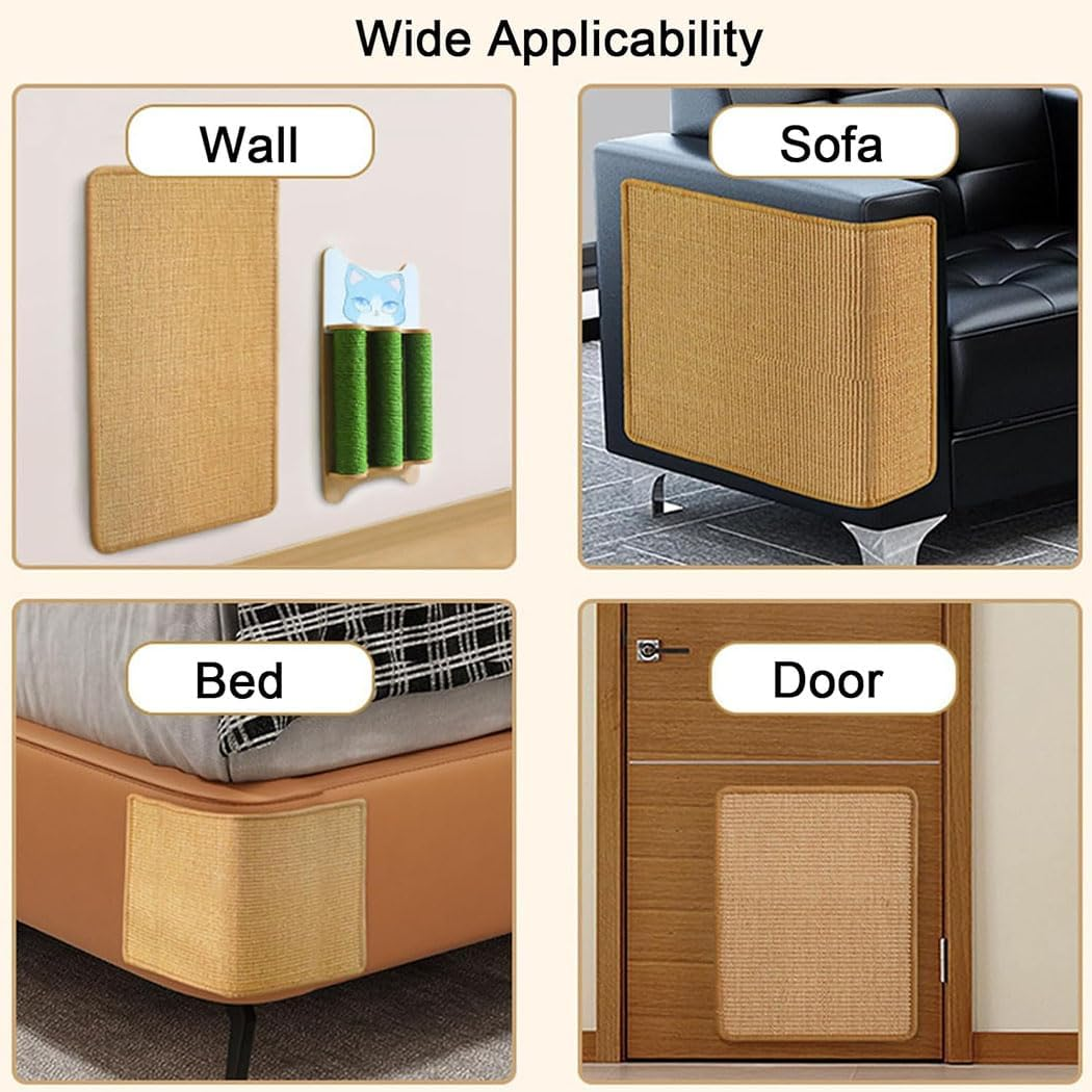 Cat Scratcher Mat 40X60Cm Natural Sisal Cat Scratching Pad for Indoor Cats Wall Mounted & Floor Cat Scratching Pad Anti-Slip Protect Sofa Couch for Cats Grinding Claws Nail with 10 Pins image number 1