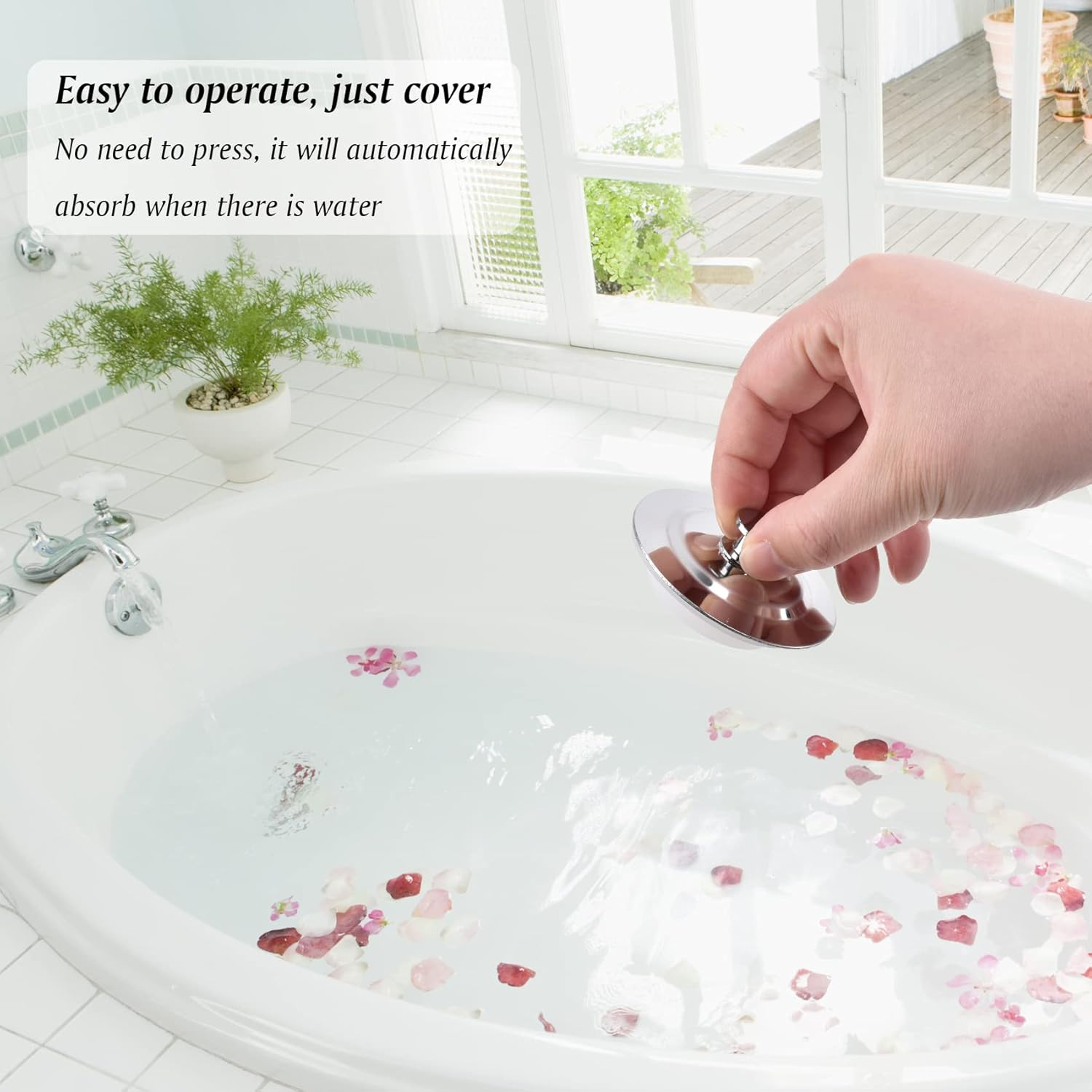 2 Pieces Bath Plug Stainless Steel Push Type Sink Plug Replacement Bath Plug for Bathtub, Kitchen, Vanity, RV Sink Etc with One Handle Easy to Take Out image number 1