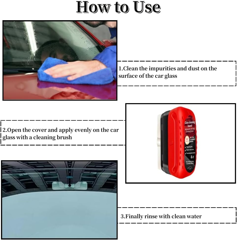 Car Windshield Oil Film Cleaning Brush, Glass Polishing Tool, Front Rear Mirror Cleaner image number 3