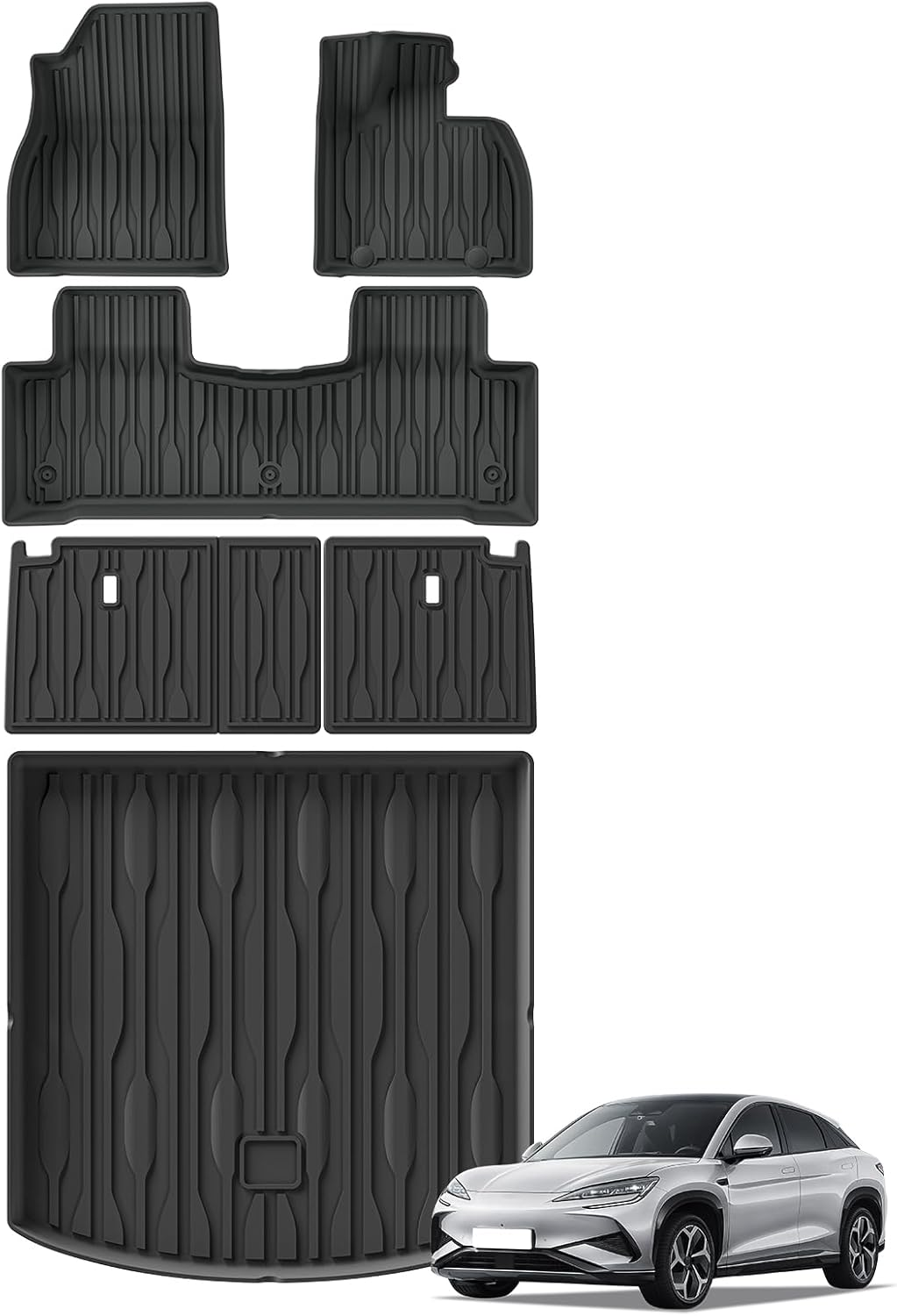 Foot Mats & Trunk Mat & Backrest Mats for BYD Sealion 7 2025 TPE Floor Mats Cargo Liner Car Mats Accessories - Only Fit Right Hand Drive image number 6