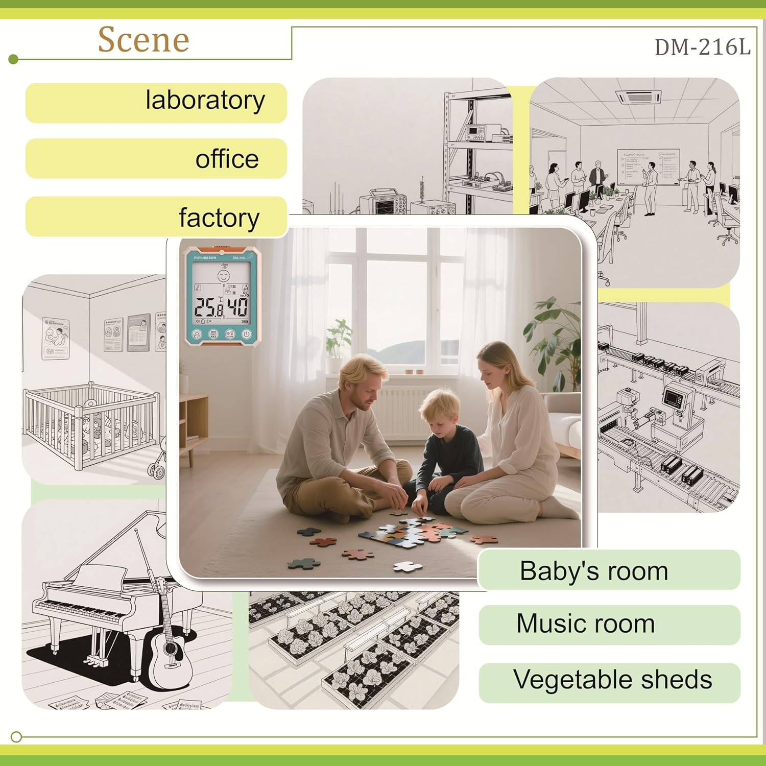 FUTURESUN Digital Thermo-Hygrometer with LCD Backlight | Indoor Temperature & Humidity Monitor, Heatstroke & Coldness Index, Large 3.5&rdquo; Display, High-Accuracy Sensor, IPX6 Circuit Protection image number 1