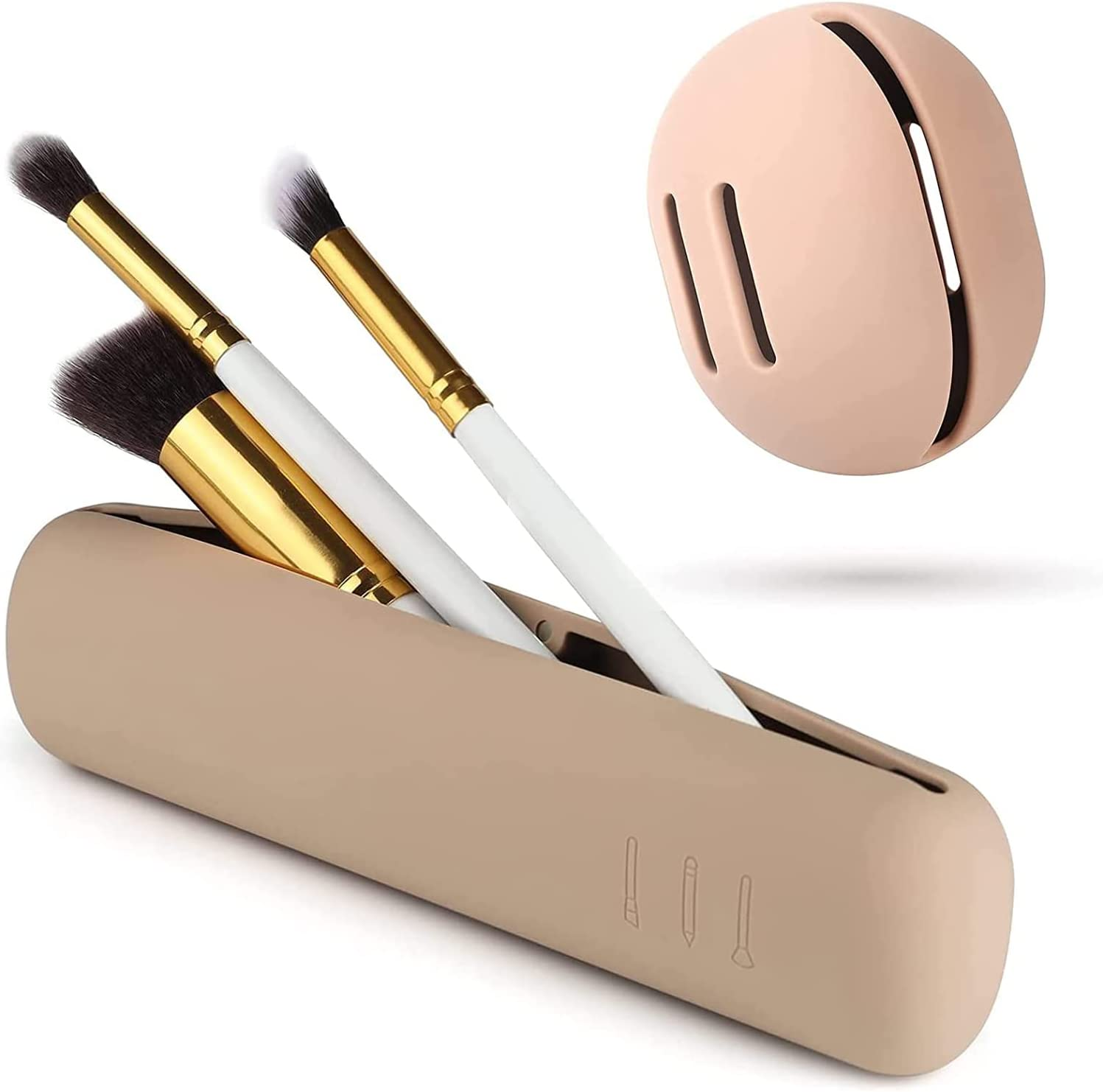 Travel Makeup Brush Holder, Silicone Makeup Brush Bag, Trendy and Portable Cosmetic Face Brushes Holder, Soft and Waterproof Makeup Tools Organizer for Travel (B) image number 1