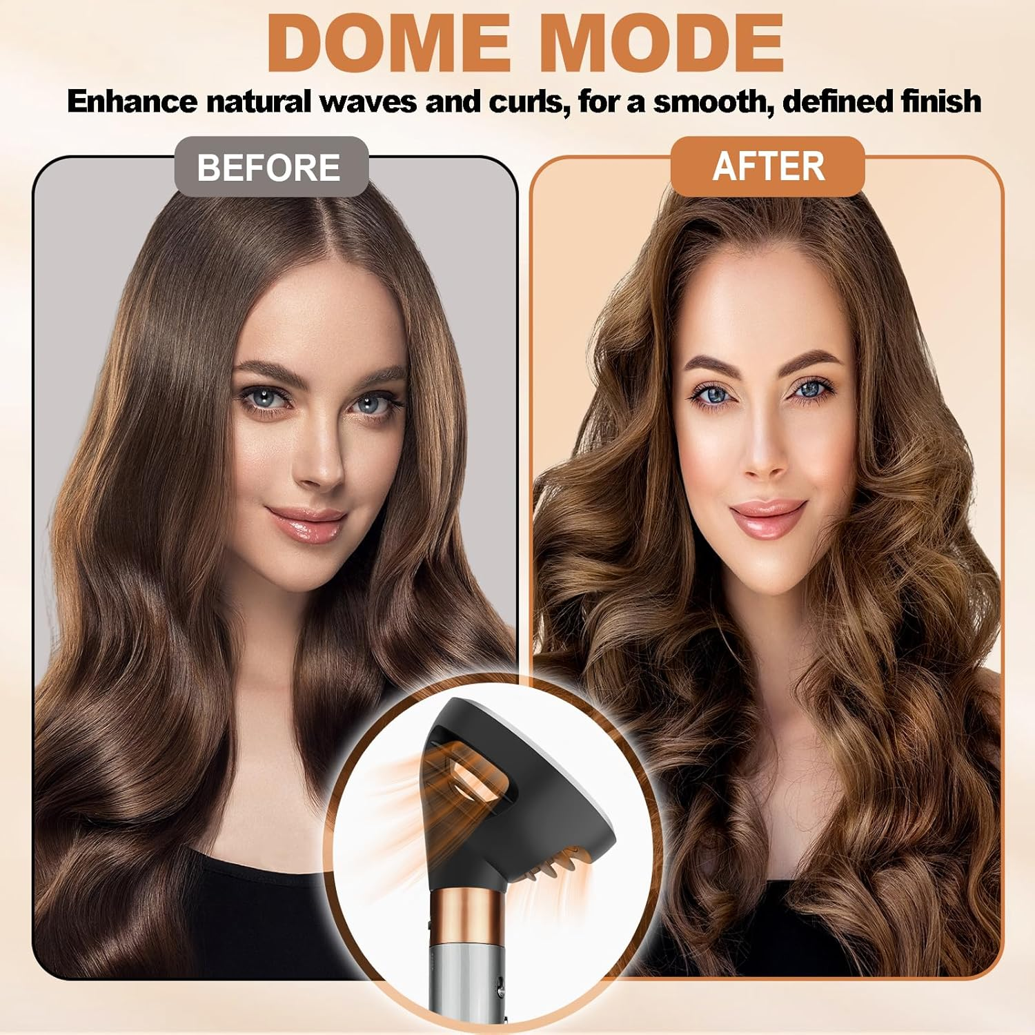 YTCHYYSK Wave Curl Diffuser Attachment for Dyson Airwrap HS01 HS05 HS08, Upgraded Hair Diffuser Nozzle Dome and Diffuse Modes to Dryer Faster and Define Curls Hair, Grey image number 5