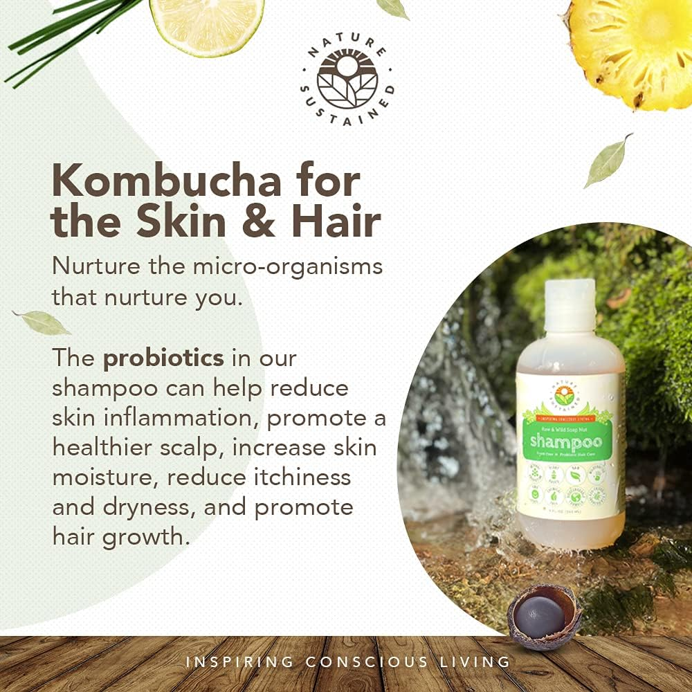 Soapberry Organic Shampoo for Sensitive Itchy Dry Scalp (1 Gallon with Pump) - Probiotic Sulfate Free Shampoo - Raw & Wild Plants for Eczema Psoriasis & Dandruff - Hypoallergenic & Ph Balanced image number 2