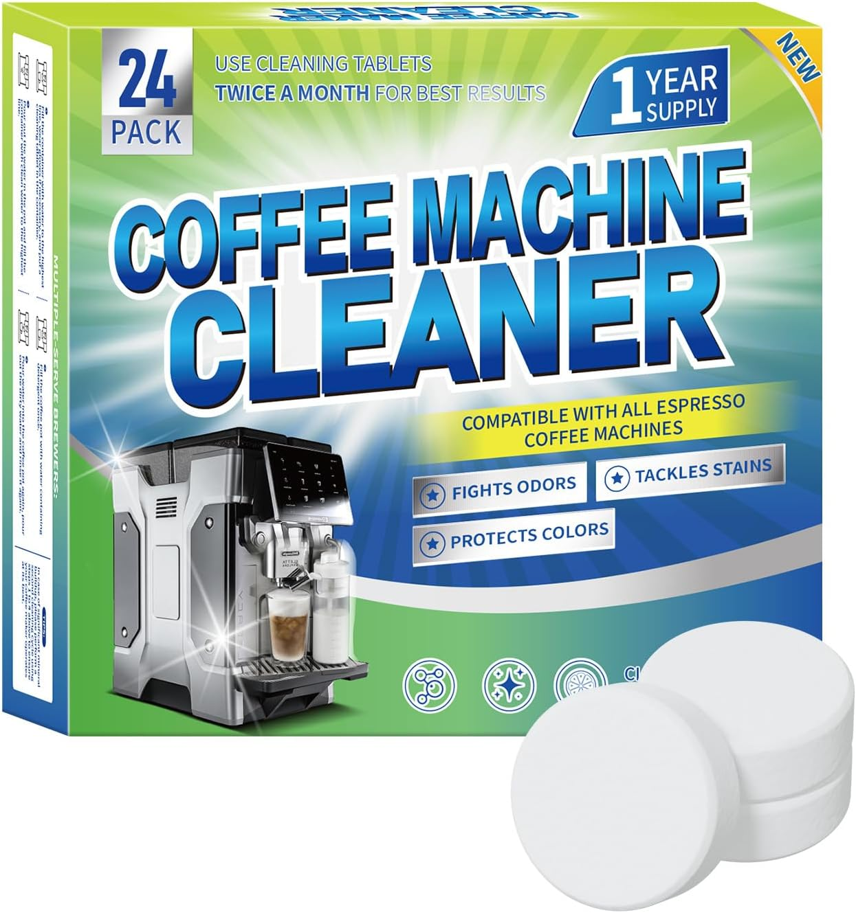 Coffee Machine Cleaner Descaler Tablets - 24 Count Compatible with Keurig, Ninja, Delonghi, Miele, Coffee Maker Pot Descaling,Descaling and Cleaning Tablets for Coffee Pot & Machines image number 5
