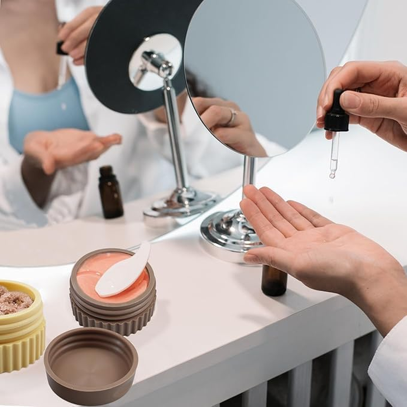 Leak-Proof Travel Containers for Toiletries, Small Silicone Jars with Lid for Cosmetic Face Body Cream Medicines, Lotions, Cream, Slime Samples