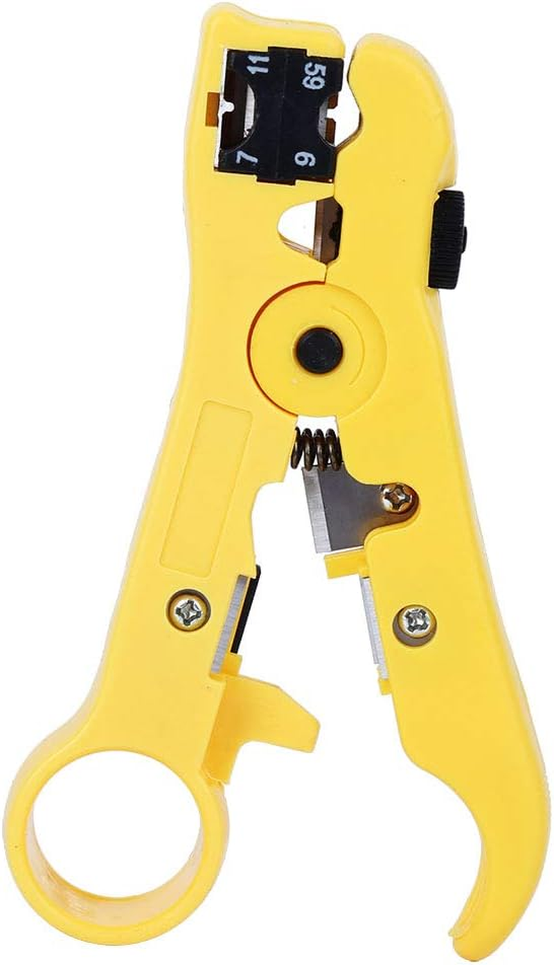 Universal Cable Wire Stripper Cutter, RG59 RG6 RG7 RG11 Coaxial Cable, Cat5E Cat6 UTP STP Flat round Network Wire Stripping Hand Tool, 3.4Mm-10.3Mm Crimping Pliers image number 1
