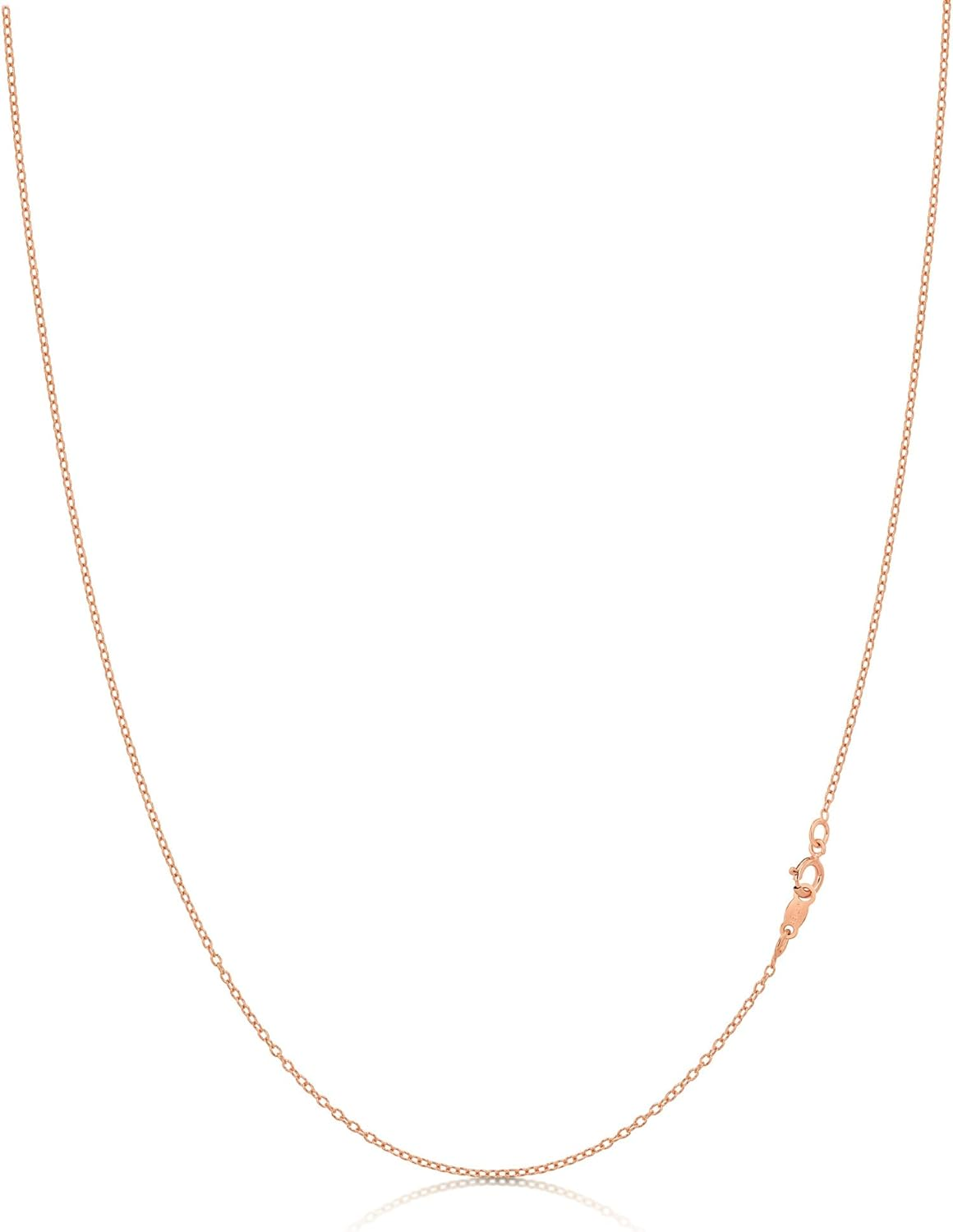 KEZEF Sterling Silver Cable Chain Necklace for Men & Women, Silver, 18K Gold Plate & Rose Gold Plate 1Mm Oval Link Chain, Made in Italy, Hypoallergenic, Tarnish Resistant