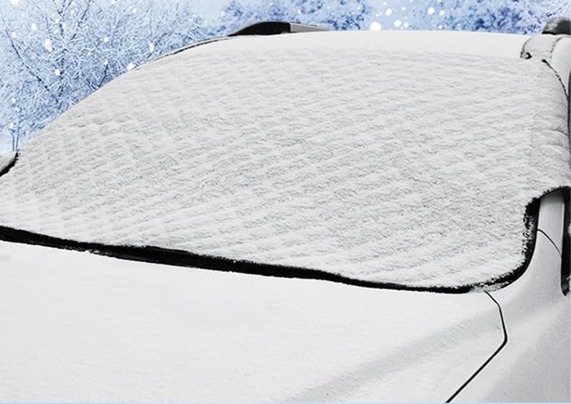 Universal Snow Cover with Tuck-In Flaps, Car Sun Shade with Aluminium Foil Lamination, Waterproof Windscreen Cover Compatible with Most Car, SUV, Truck (Style 1, 145Cm*100Cm)