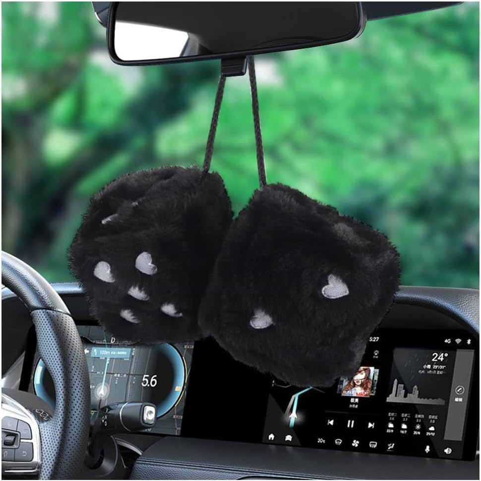 ZUJIACUN 6Cm Car Hanging Plush Dice Soft Dice Decoration with Suction Cup Hanging Decoration Hanging Dice Pendant with Point Hanging Decoration for Car Interior Home Office image number 5