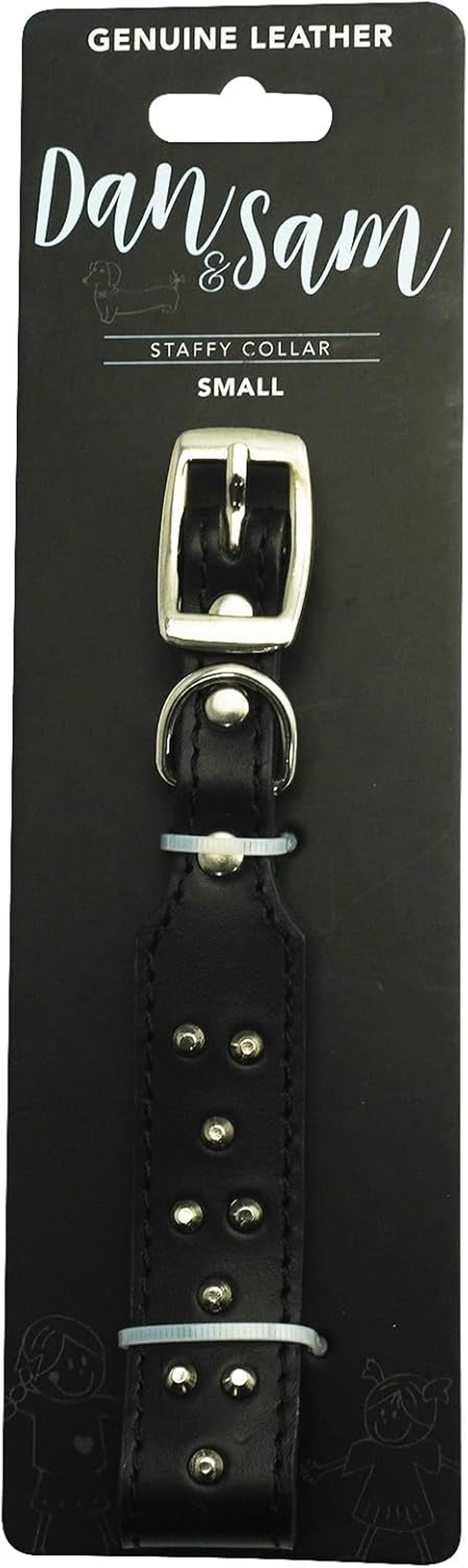 Dan & Sam Genuine Leather Staffy Collar, Medium - Superior Comfort, Durable Silver Hardware, Stylish & Long Lasting - Ideal for Daily Walks and Outdoor Adventures image number 1