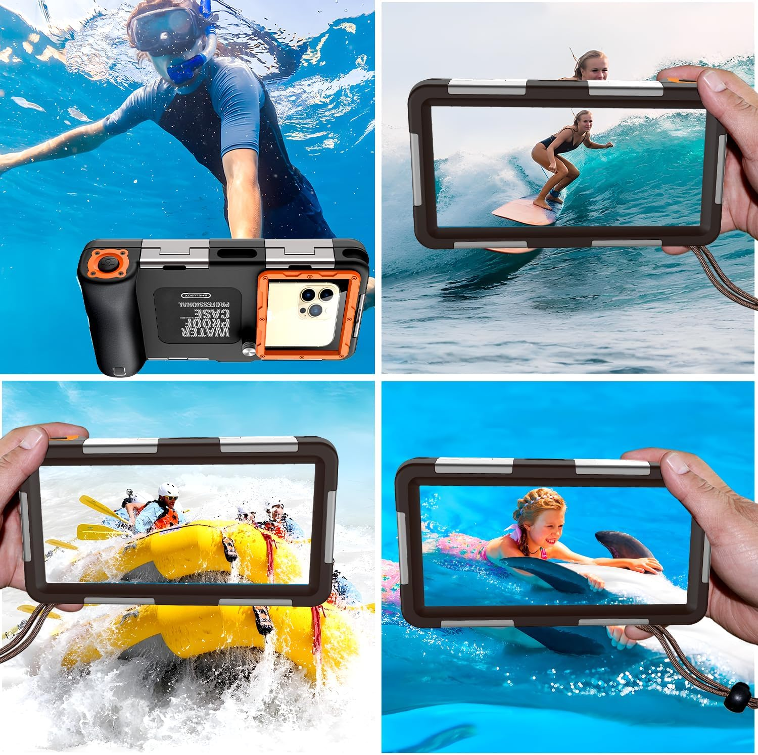 MKERED Waterproof Phone Case Underwater Phone Pouch 15M Case with Lanyard for Swimming Snorkeling Raining Dustproof for Iphone 15 14 13 Pro Max Samsung S24 S23 S22 Ultra A55 A35 A25 A15 A54 A34 - 2Nd Generation Gray image number 2