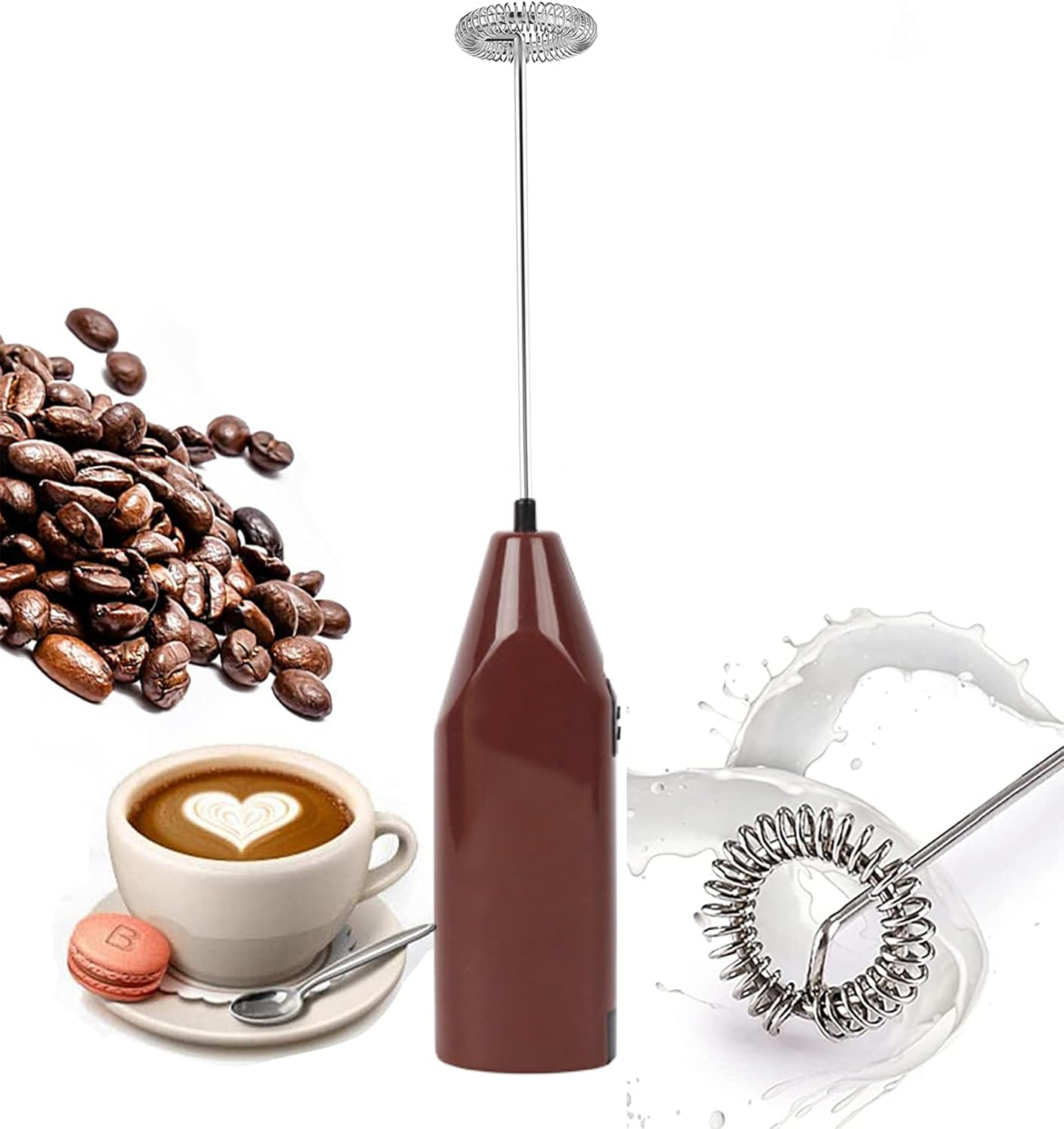 New Upgrade Milk Frother, Handheld Electric Foam Maker Whisk Drink Mixer for Coffee, Mini Foamer for Cappuccino, Frappe, Matcha - Coffee Frother, Battery Operated Mini Milk Foamer (Blue)