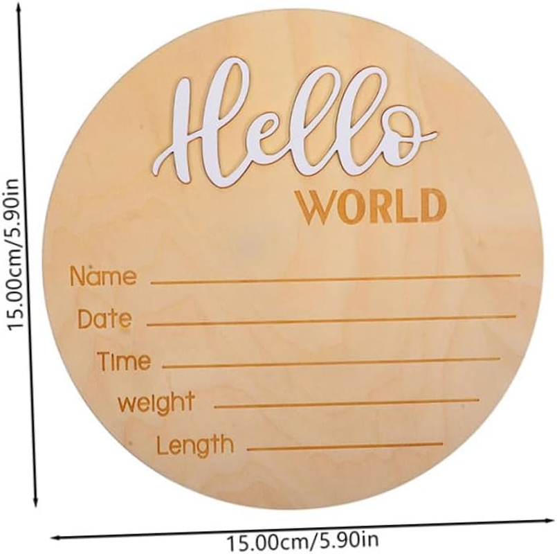 2 Pcs Wooden Baby Announcement Sign Newborn Name round Birth Announcement Sign for Hospital Photo Prop Welcome Newborn