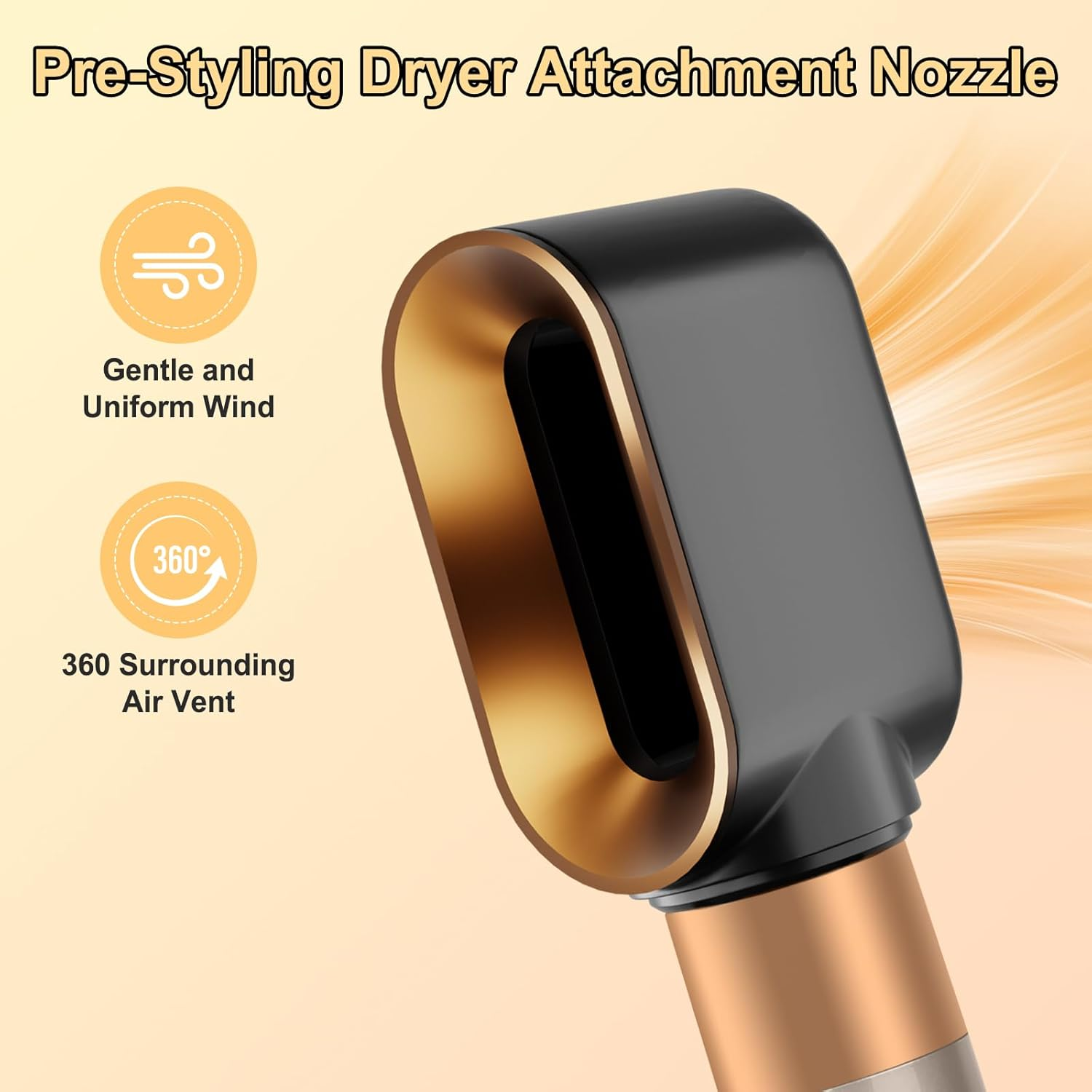 Pre-Styling Dryer Attachment for Dyson Airwrap HS01/HS05, Fast Drying Nozzle Replacement Attachment Compatible with Dyson Hair Styler, Gold image number 6