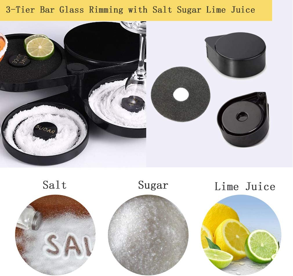 1 Pack 3 Tier Bar Glass Rimmer for Margarita and Cocktail, Bartender Tool,Salt Box Spice Container image number 3