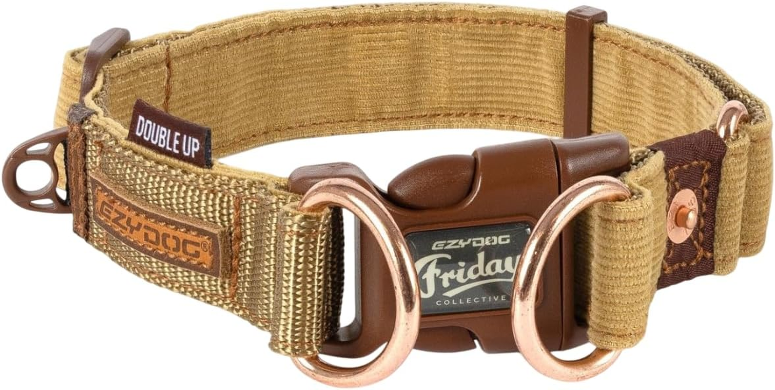 EZYDOG Double up Dog Collar | Dog Collar Small, Medium, Large Dogs, Reflective Dog Collar, Supreme Comfort, Soft Neoprene Material, Strong Nylon Webbing (Large, Grey)