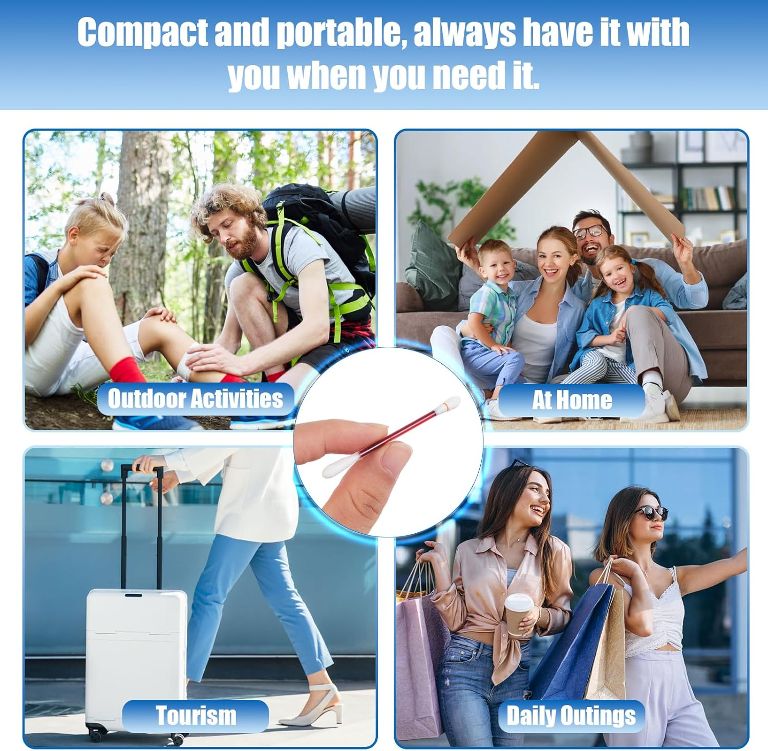 Iodine Swabs, Cotton Swab Iodophor Skin Disinfection Swab Individually Wrapped,100 Pcs Disposable Iodine Swabs, Iodine Swabs Individually Wrapped for Nose Care, Disinfection Wound, Outdoor Supplies image number 6