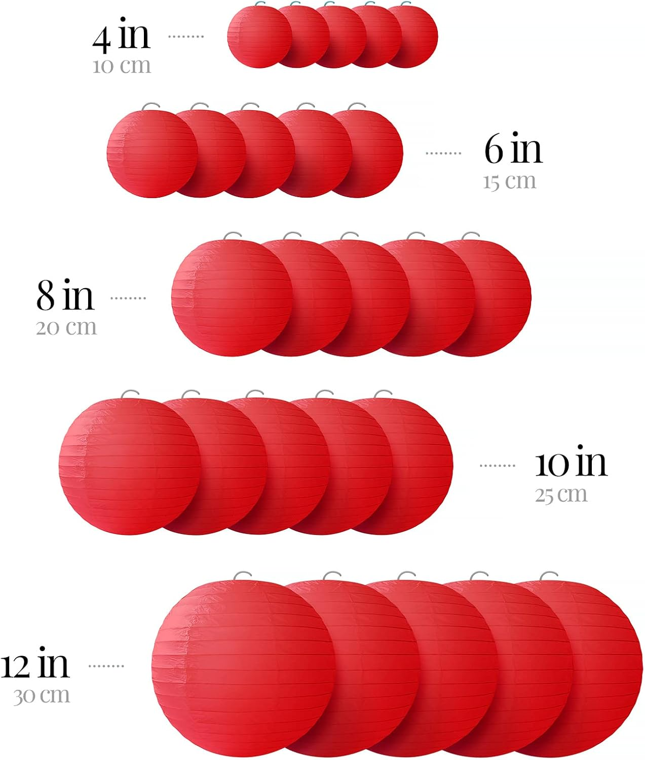 Red Paper Lanterns - 25 Piece Set - Red Party Decorations for Birthdays, Weddings and Special Occasions by Avoseta image number 1