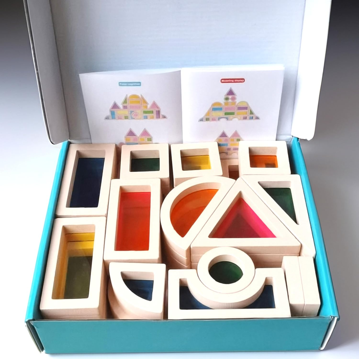Rainbow Acrylic Blocks Toys for Toddler,Kids Toys,Rainbow Wooden Building Blocks for Toddler, 25 Pcs Rainbow Stacking Blocks Set,Montessori Educational Building Toys for Baby Boys Girls Gifts image number 1