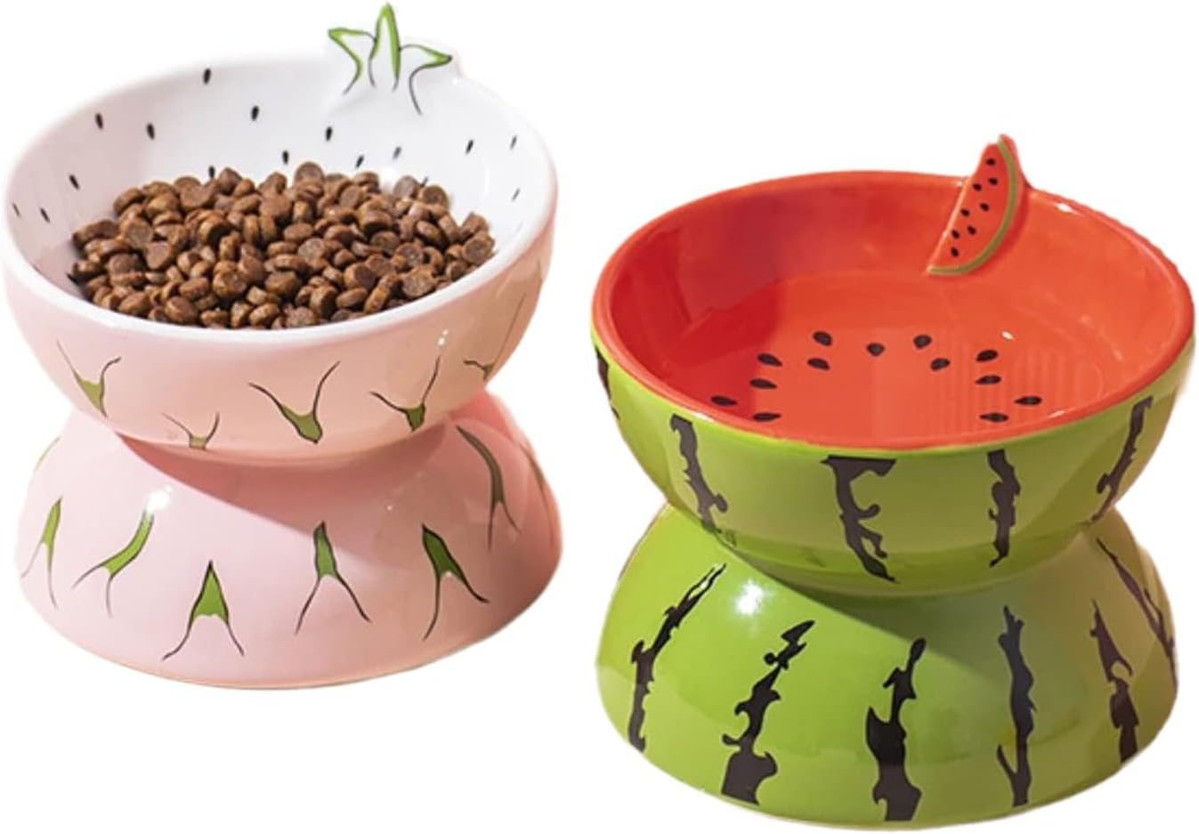 Raised Cat Food Bowls Ceramic Elevated Cat Bowl 5 Inches Wide Cat Bowls for Food and Water, Tilted Cat Dish for Flat Faced Cats and Kitten, Cat Feeding Bowl Dishwasher Safe (Watermelon) image number 3