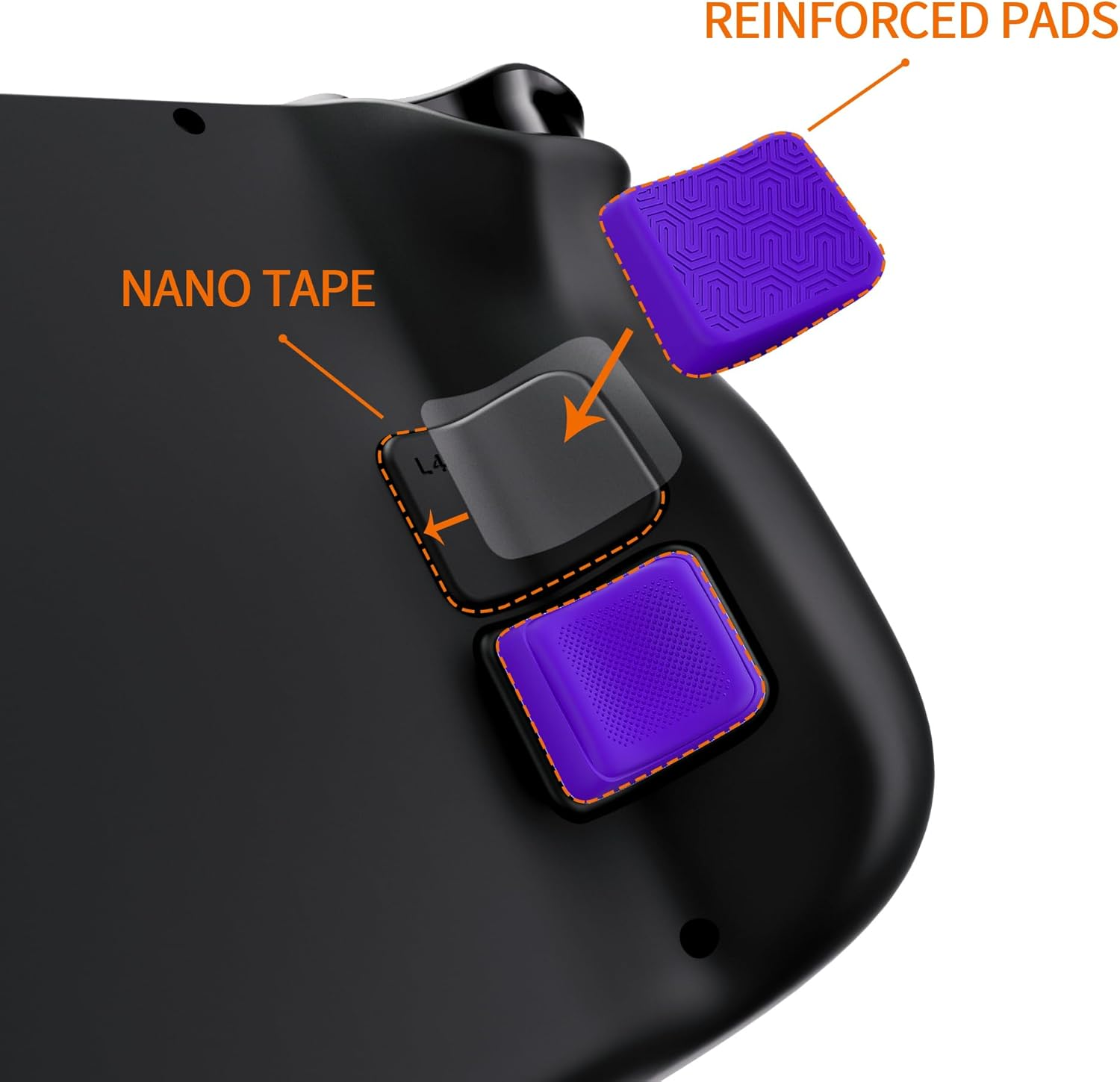 Playvital Mix Version Back Button Enhancement Set for Steam Deck LCD, Grip Improvement Button Protection Kit for Steam Deck OLED - Streamlined & Studded Design - Purple - Blue image number 2