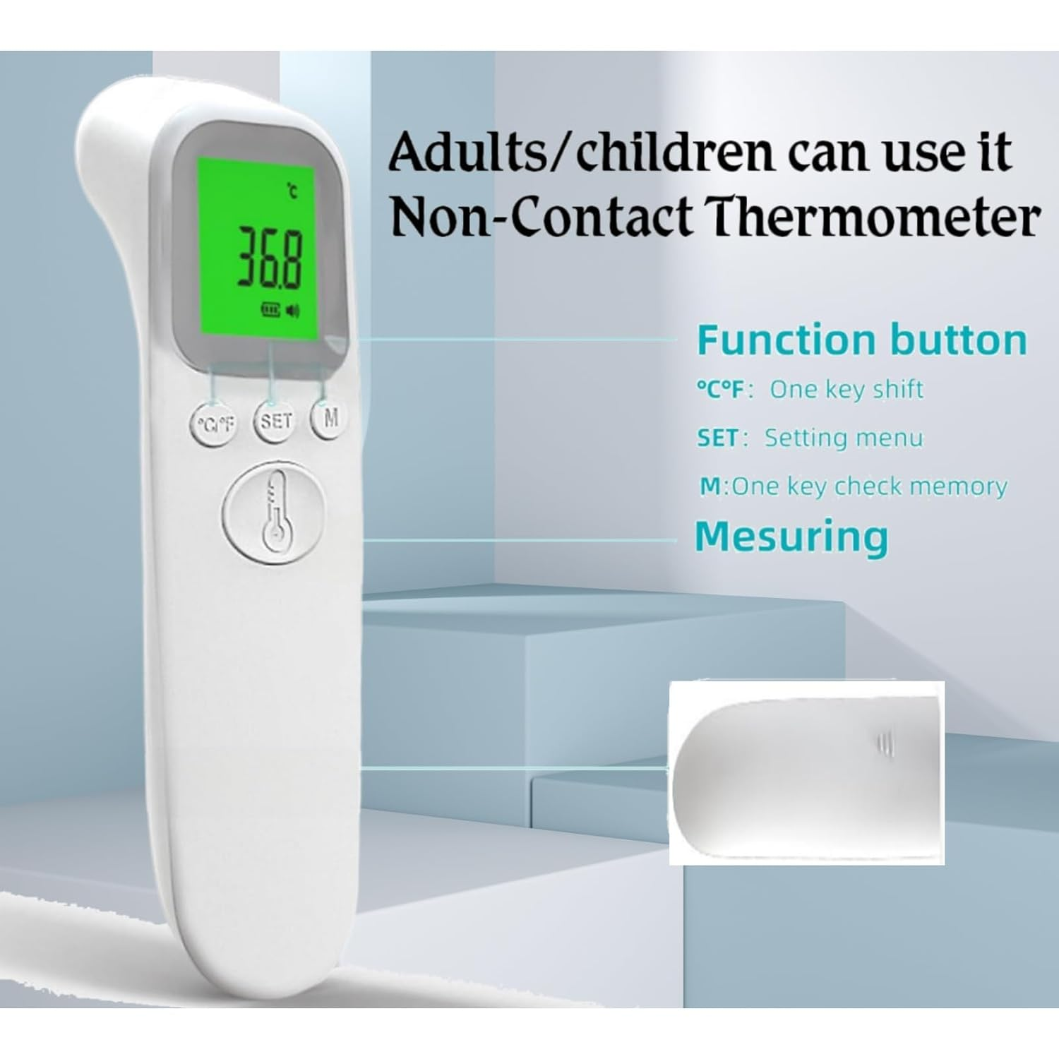 Luojinluoda Touchless Baby Thermometer, Infrared Forehead and Ear Thermometer for Medical Use with LCD Screen Memory Storage and Fever Alarm Suitable for Adults Kids Babies image number 3