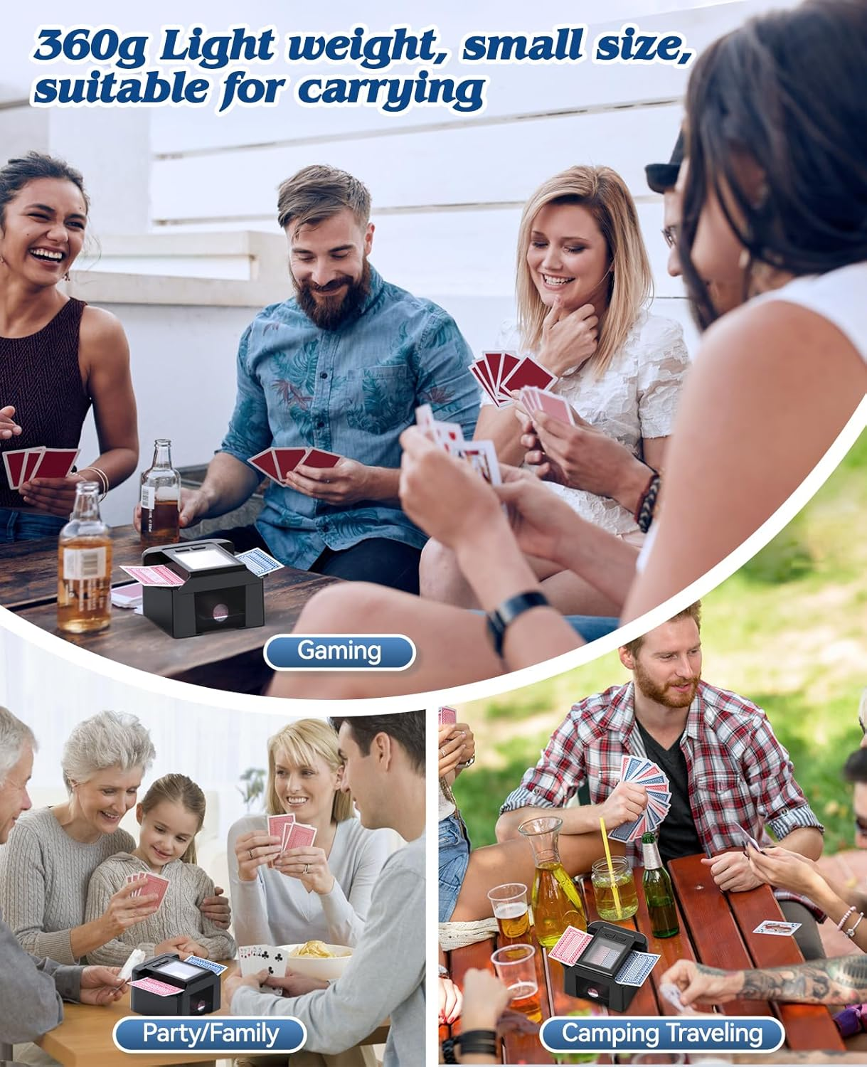 Automatic Card Shuffler 1-2 Decks, Beedove Rechargeable Card Dealer Machine, Fast, Reduced Jams, Ultra-Quiet Shuffle,Ideal for Poker, UNO, Blackjack, Skip-Bo, Home Card Games (Black) image number 4