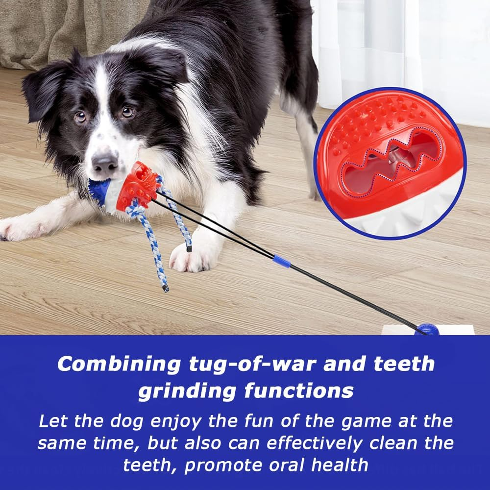 Tug and Pull Dog Toy with Suction Cup, Dog Puzzle Toys, Portable Interactive Dog Toys, Dog Chew Toys for Aggressive Chewers (Blue image number 4
