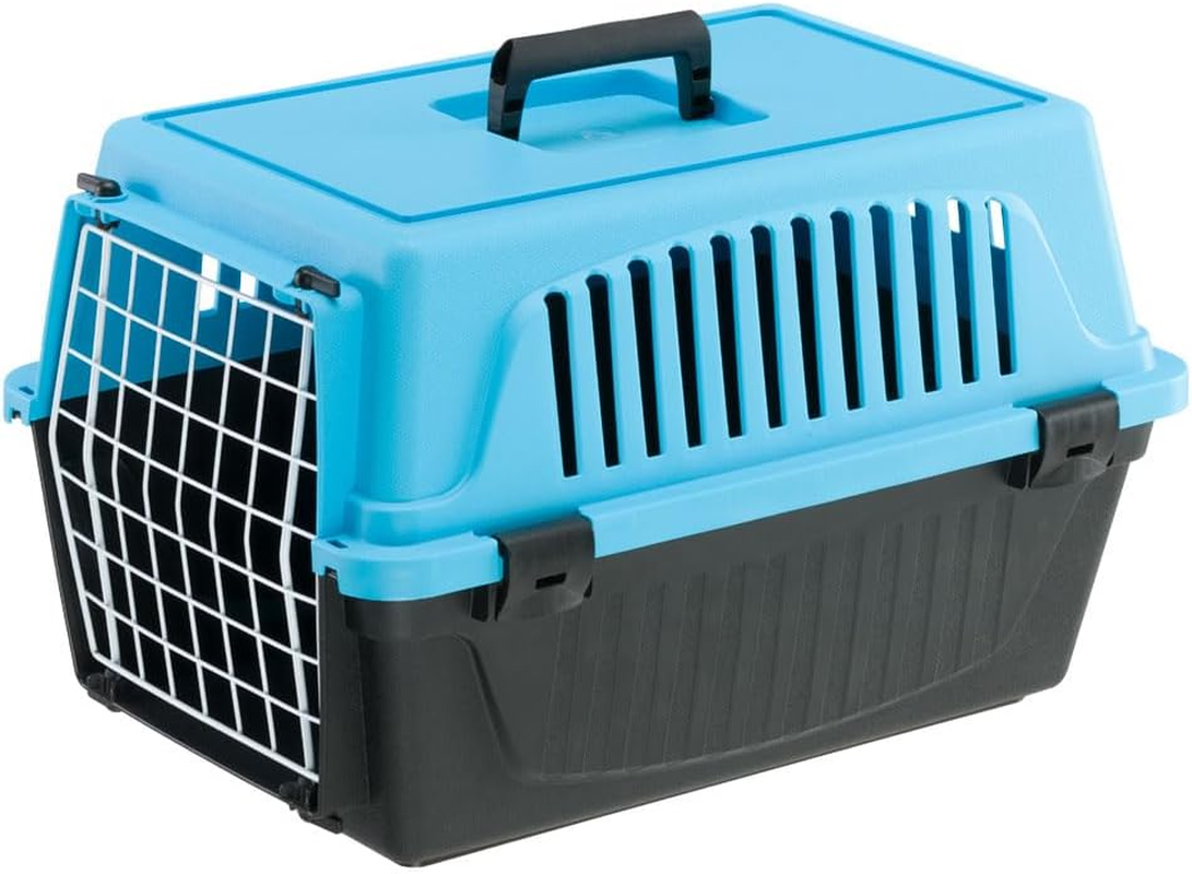 Ferplast Rigid Carrier for Small-Sized Dogs and Cats Atlas 20 EL, Pet Transport Box, Sturdy Plastic, Plastic-Coated Steel Door, Ventilation Grills, 37 X 58 X H 32 Cm Black