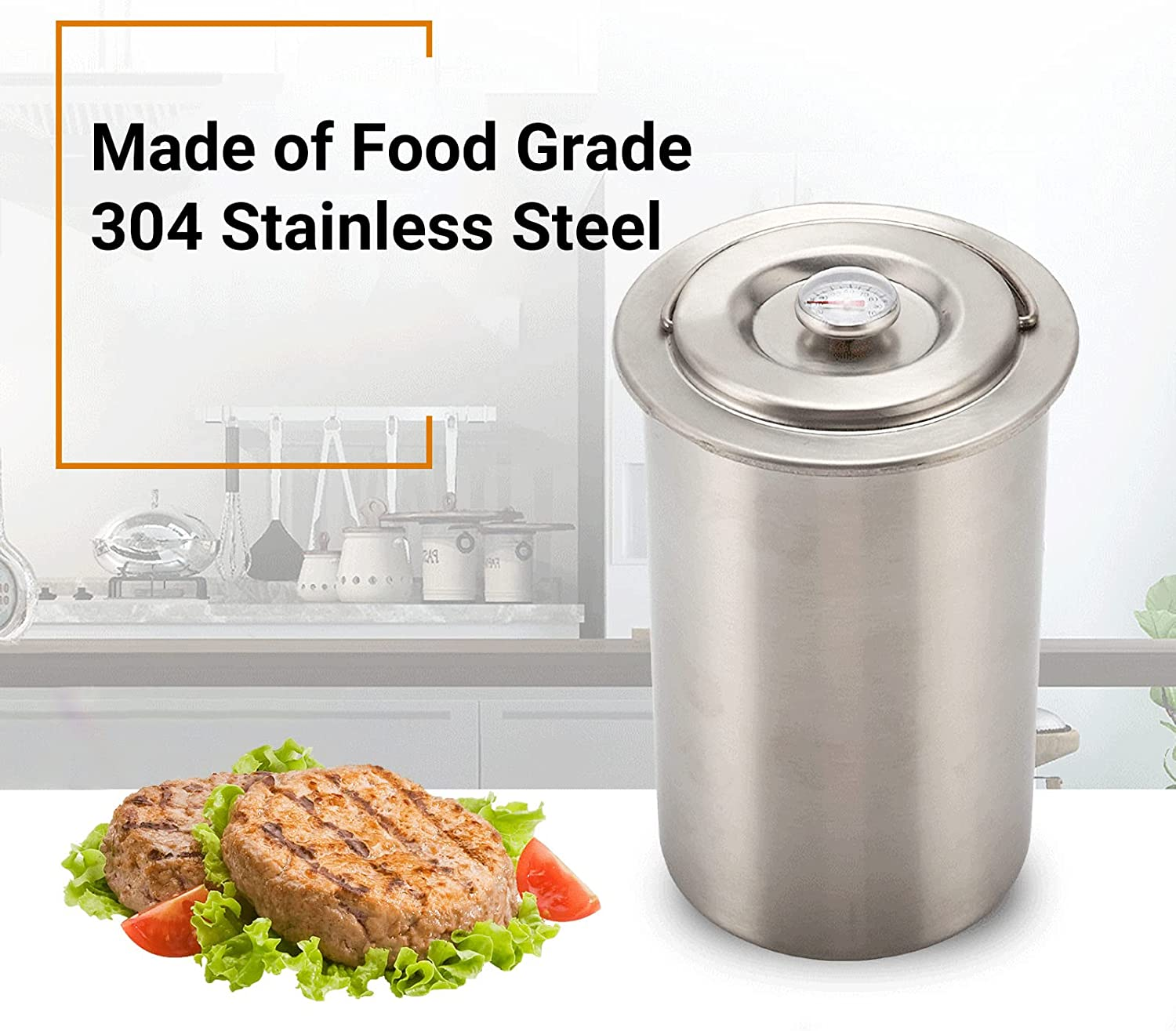 Roseflower Press Ham Maker, Ham Maker Meat Press Tool Stainless Steel Meat Press with Thermometer for Making Homemade Deli Meat, Size: 10 * 10 * 18Cm image number 3