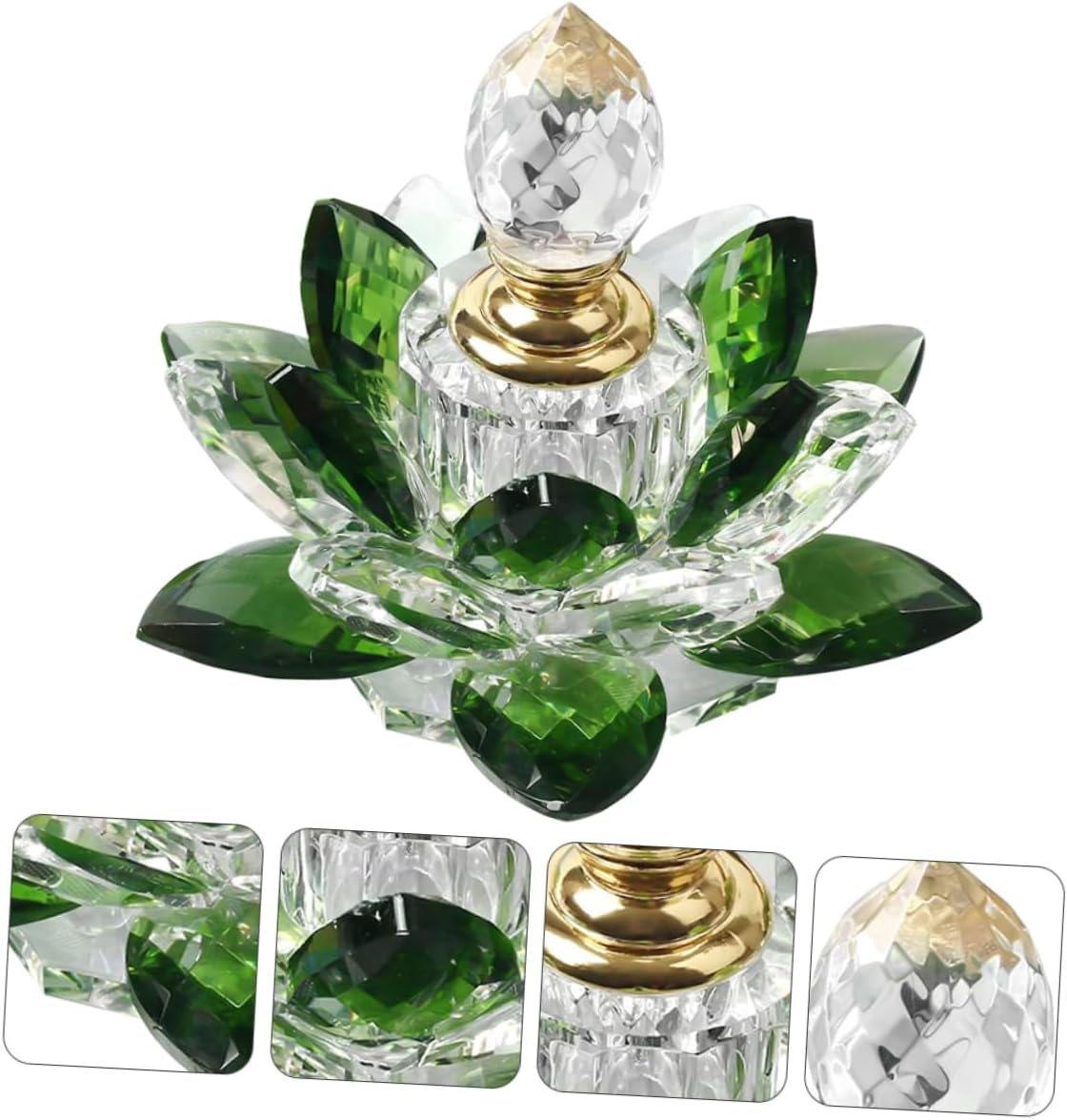 Elegant Green Lotus Perfume Bottle Crystal Glass Storage Bottle Lightweight Travel-Friendly for Business Trips Personal Use