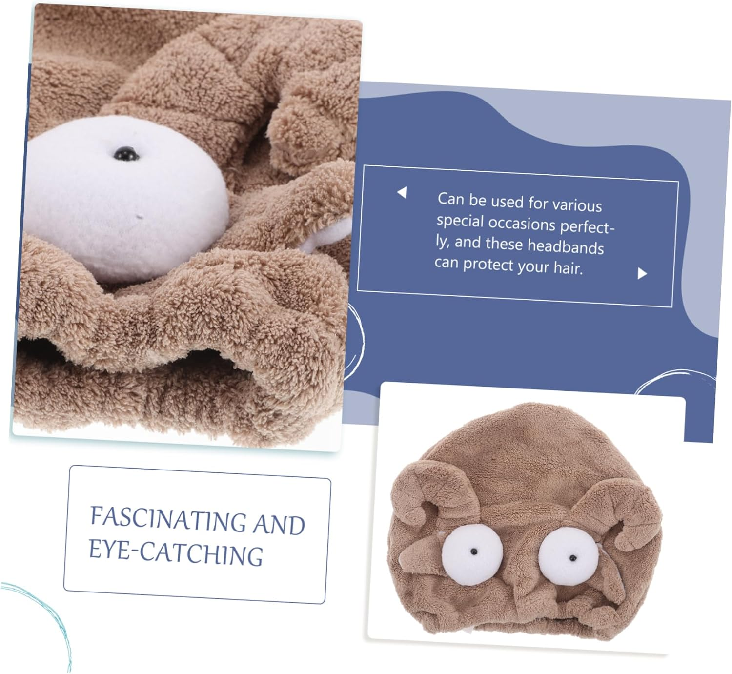 BESTYASH Cartoon Coral Fleece Hair Drying Cap Adorable Super Absorbent Towel Wrap for Women Quick Drying for Bathing Spa and Shower Use Whimsical Design image number 3