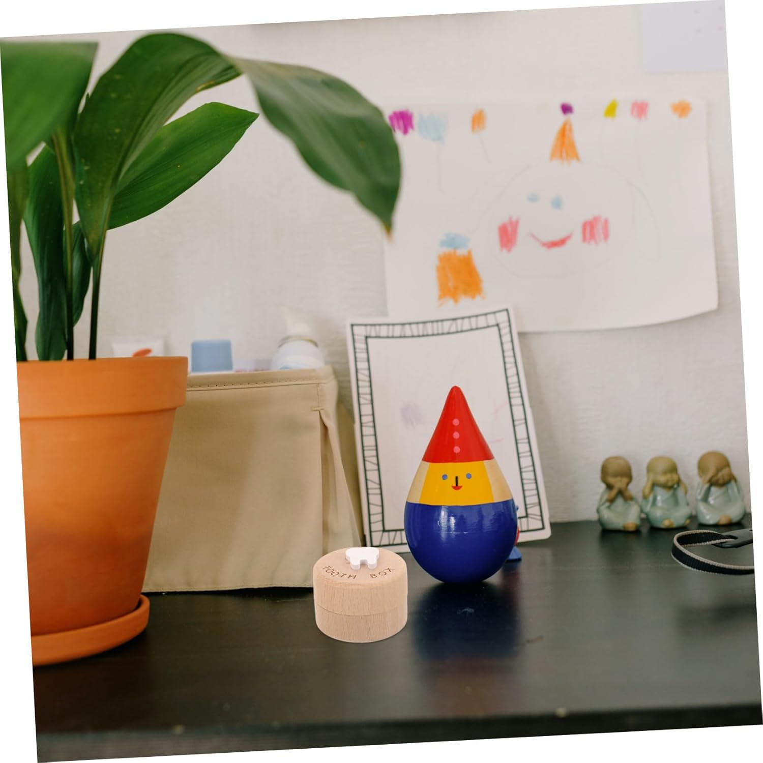 Happyyami Deciduous Tooth Box Girl Tooth Storage Container for Fetal Hair Saver Shower Wooden Box image number 1