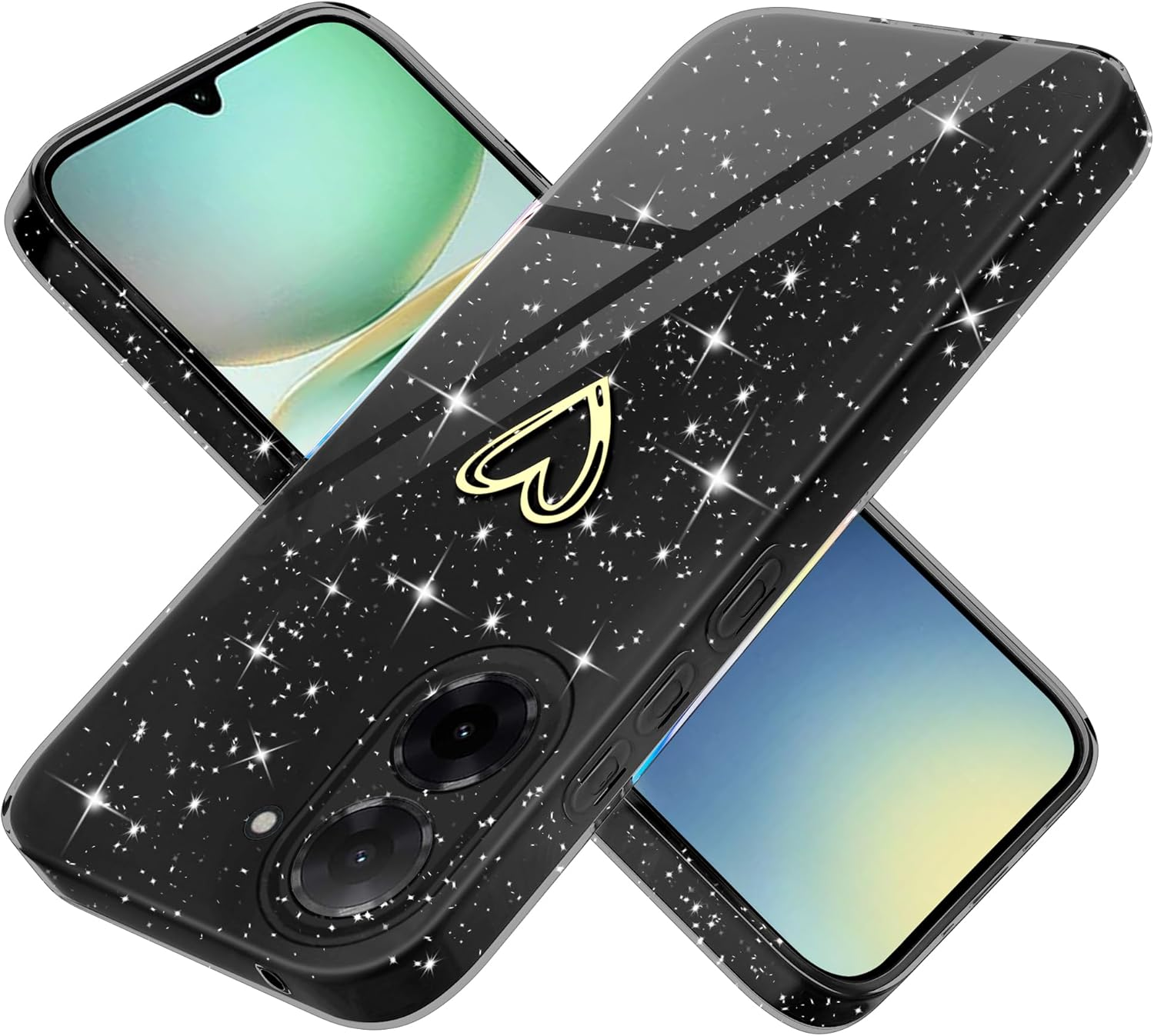 Yichxu Mobile Phone Case for Xiaomi Redmi 15 4G/5G Case Glitter Heart Love Silicone TPU Shockproof Protective Bumper Case Cover Shiny Ultra Thin Scratch-Resistant Protective Case for Redmi 15, Pink