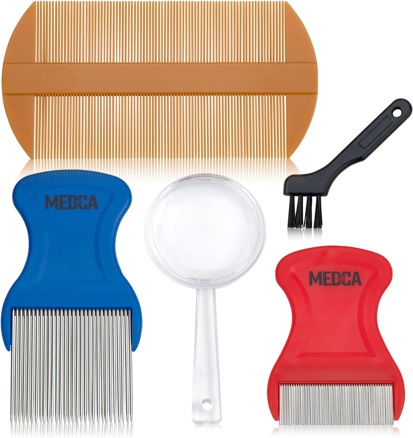 Premium 5 Piece Lice Kit - Nit Removal Fine Tooth Comb and Magnifier Full Treatment Set - BS0765G Lice Comb Set image number 5