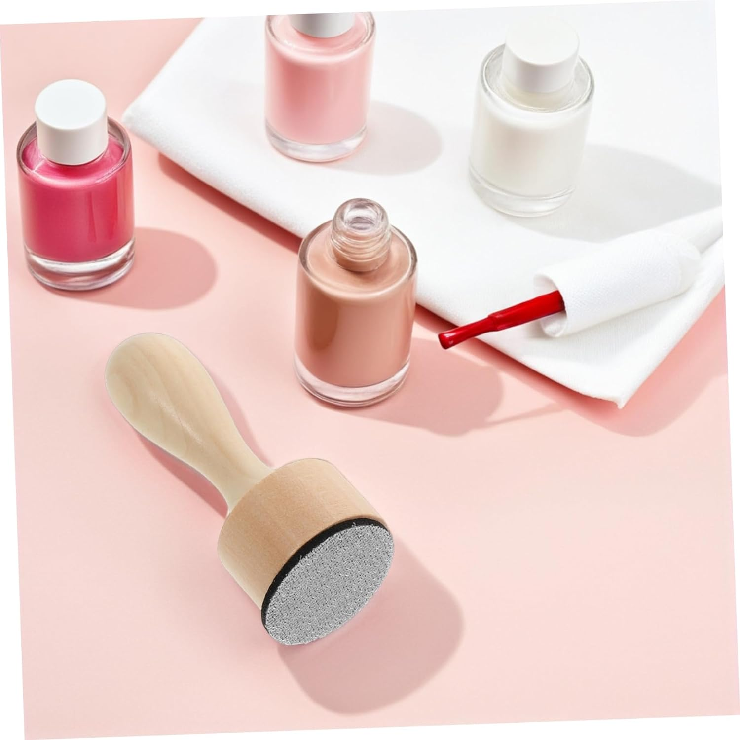 BESTYASH Mini Ink Blending Tool Set with Wooden Handle for Safe Nail Polish Remover Application Hand Protecting Clamping Pad Applicator for Efficient Clean and Chemical Nail Care