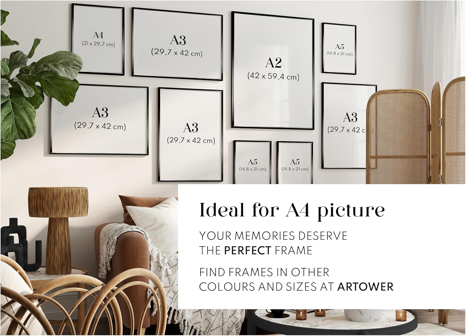 Artower&reg; Picture Frame Black Metal Thin Frame for DIN A4 21 X 29.7 Cm Poster Frame Large Collage Picture Frame Metal 21 X 30 Cm Aluminium Slim Picture Frame Black Poster Frame image number 4