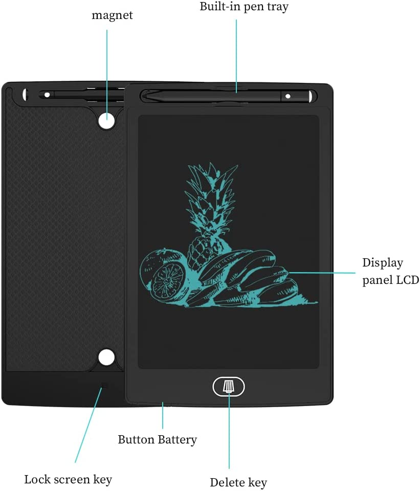 [2 Pack] 8.5 Inches LCD Writing Tablet with 2 Magnets,Tiqus Magnetic Electronic Ewriter Kitchen Memo Notice Fridge Board Magnetic Daily Planner Checklist (Single Color Black) image number 3