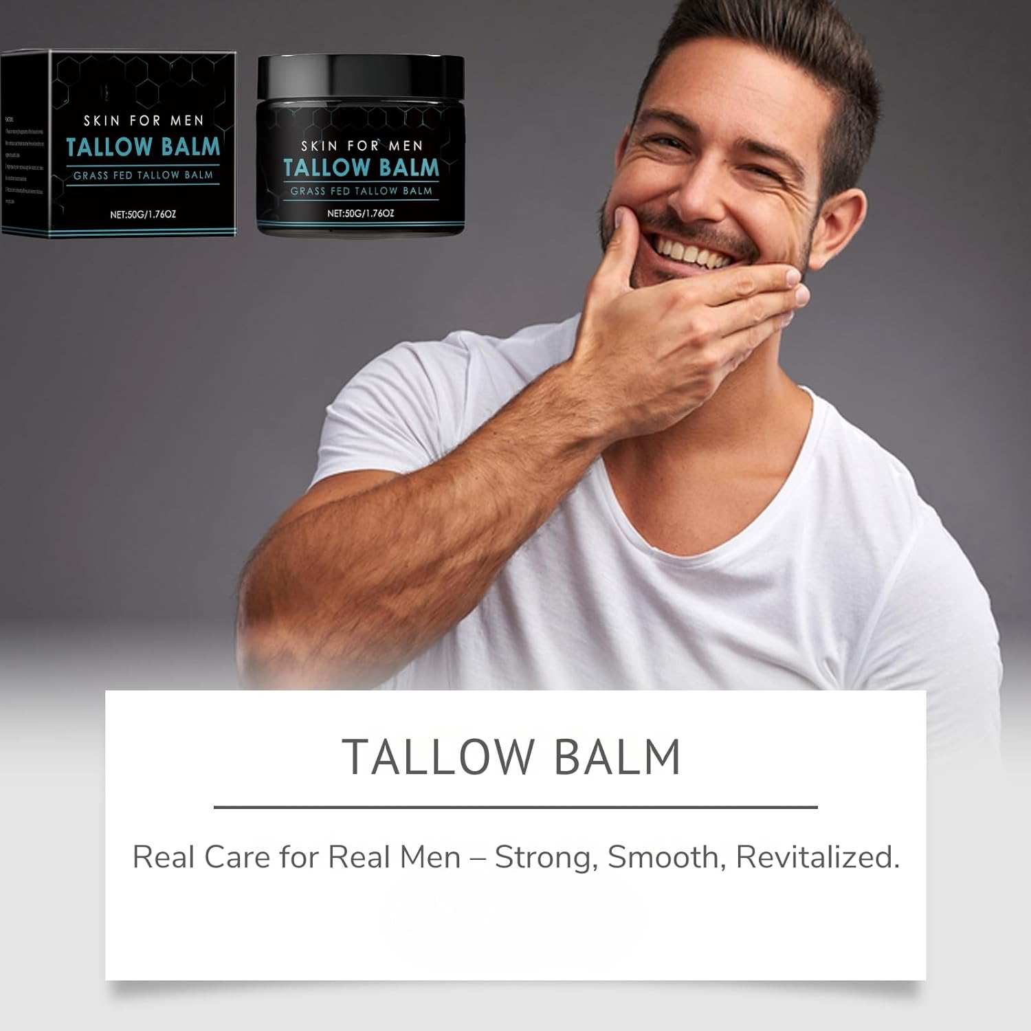 Beef Tallow for Skin, Men&rsquo;S Tallow Balm, Grass Fed Natural Moisturizer, Hydrating & Nourishing Cream for Face Body Hands, Anti-Dryness Repair Balm, Gentle Daily Skincare for Men (1Pcs) - 1Pcs image number 6