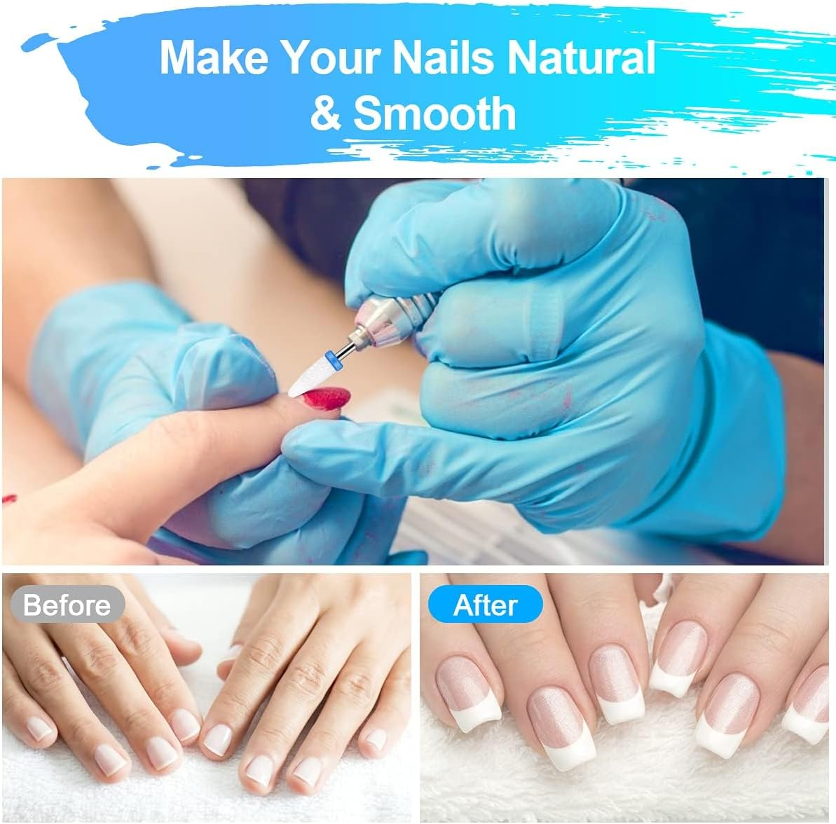 URAQT Ceramic Nail Drill Bits Sets, 10 Pcs Electric Nail Drill Bits Kit 3/32", Professional Cuticle Polishing Bits for Acrylic Gel Nails, Electric Nail Files Manicure Pedicure Drill Tool image number 4