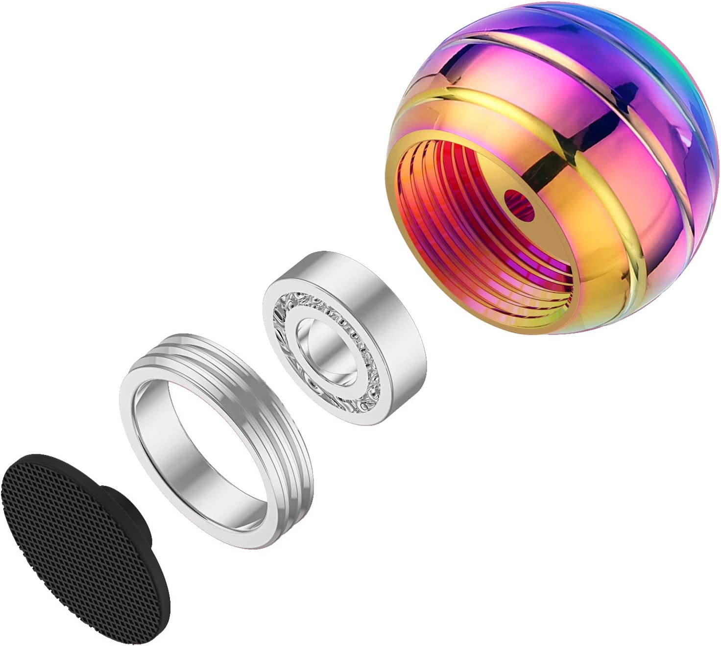 Yichenxi Kinetic Desk Spinning Toy Balls, Office Anxiety Fidget Toy for Adults, Optical Illsion Desktop Cool Gadgets for ADHD, ADD, Stress Relief (Rainbow A), TB-4